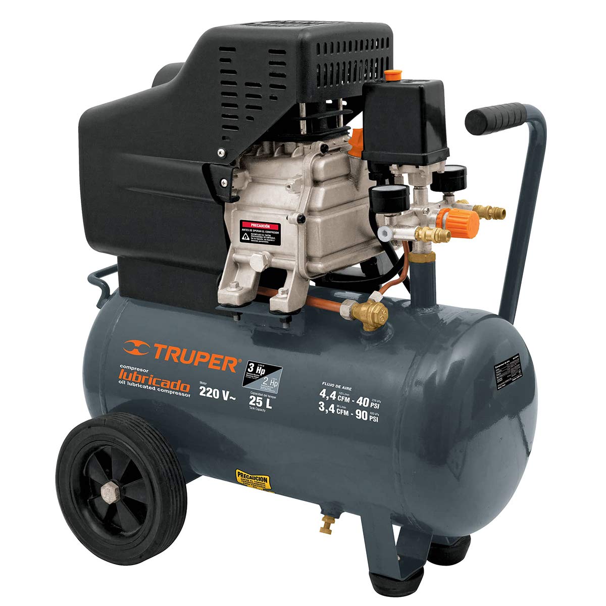 25L 3HP Horizontal Air Compressor - 220V Heavy Duty for Home Garage, Workshop & Industrial Use