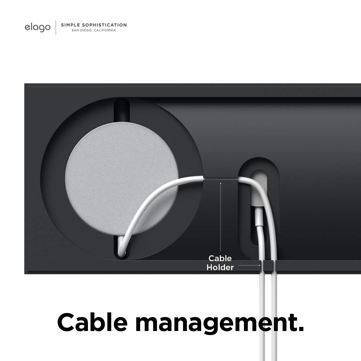 elago MagSafe Charging Tray Duo - Wireless Charging Stand for iPhone 16/15/14/13/12 & Apple Watch | Compatible with AirPods Case (Black) | Nightstand Organizer & Desktop Charging Station | Cable Not Included
