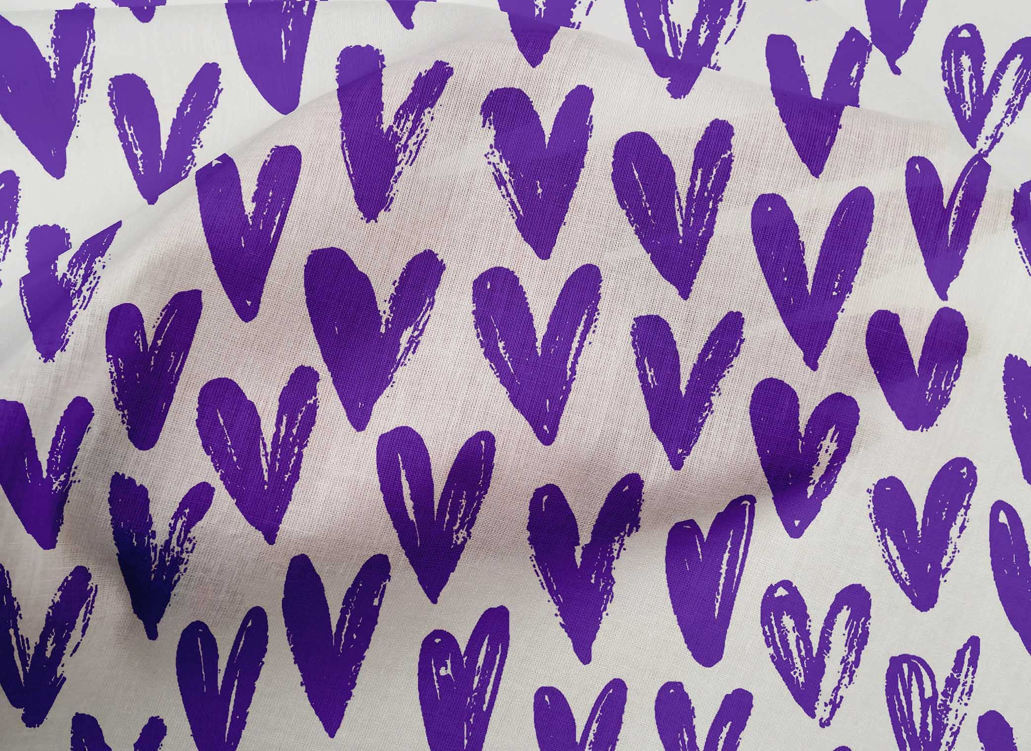 oneOone Cotton Poplin Purple Valentine Heart Print Fabric - 56 Inch Wide DIY Sewing Material for Clothing, Quilting & Crafts | Perfect for Valentine's Day Projects, Dressmaking & Home Decor