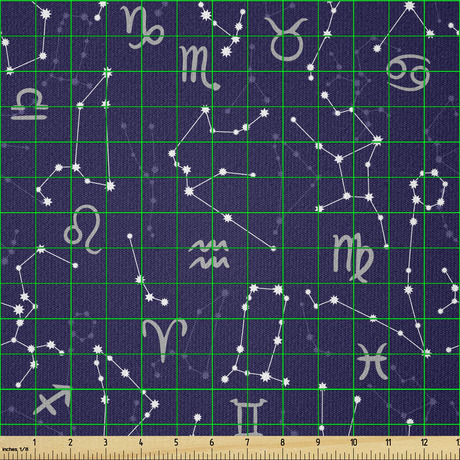 Ambesonne Astrology Fabric by The Yard - Horoscope Signs & Constellation Print Stretch Knit Fabric (10 Yards, Indigo White) for DIY Clothing, Sewing Projects & Cosmic-Themed Arts & Crafts | Perfect for Dresses, Scarves, Home Decor & Celestial-Inspired Creations