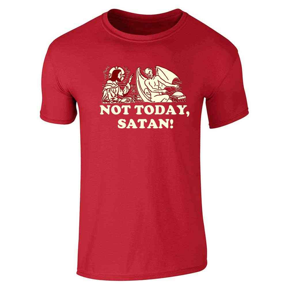 Funny Christian Meme T-Shirt for Men - Not Today Satan Jesus Graphic Tee | Pop Threads | Casual Wear, Church Outings & Christian Events
