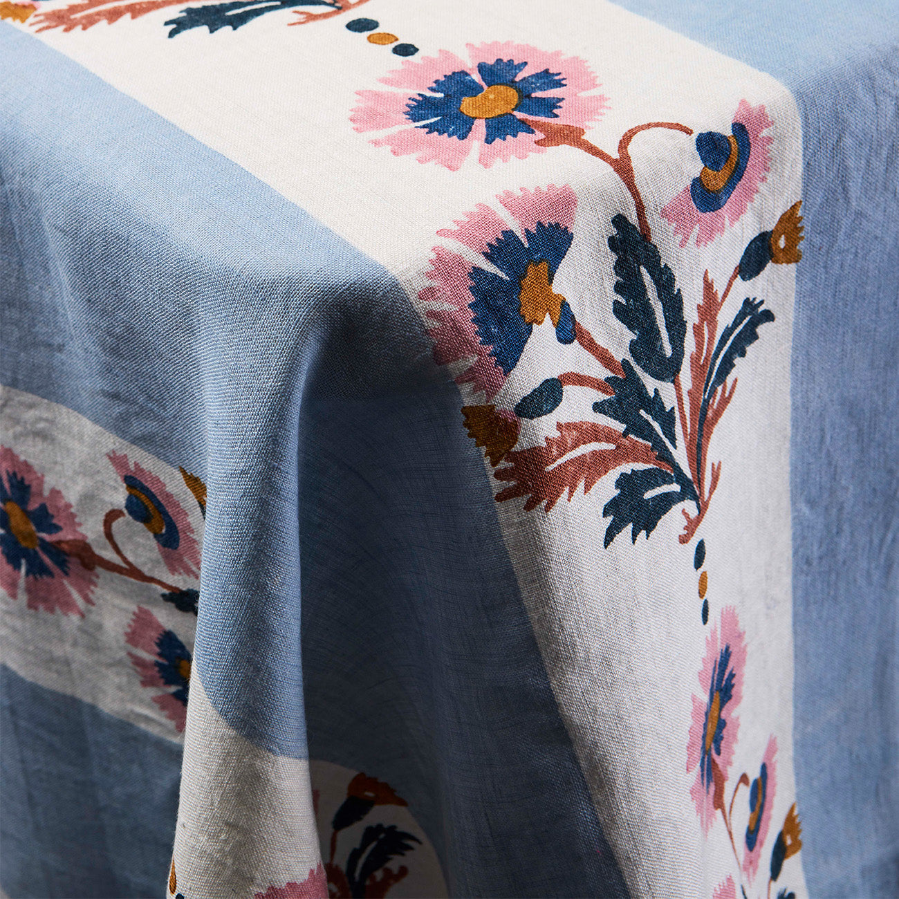 Dianthus Wide Stripe Rust Rose Tablecloth - Elegant Cotton Table Cover for Dining Room, Kitchen, Party & Outdoor Picnic Decor