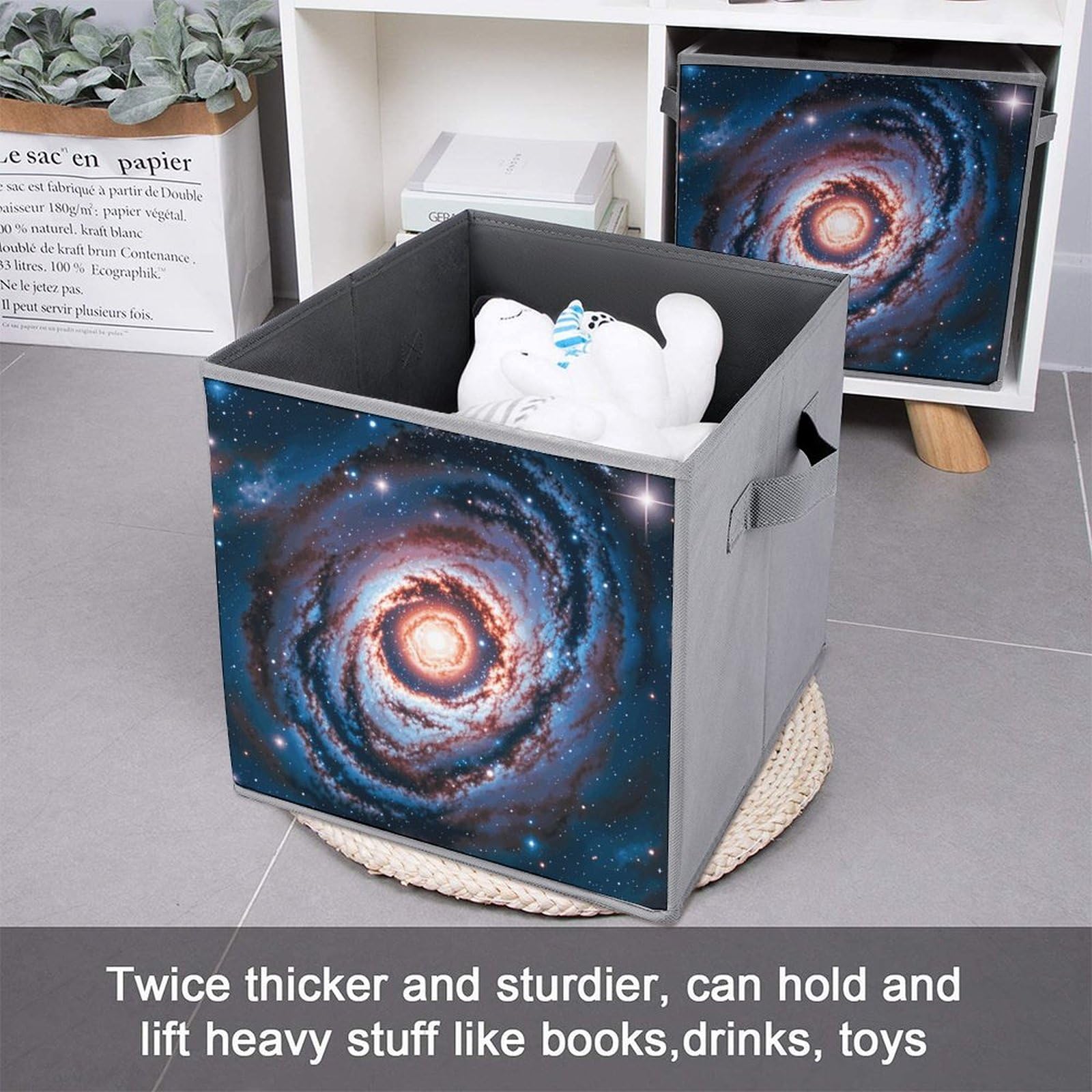 6PCS Collapsible Storage Bins - Galaxy Printed Organizers for Home & Office