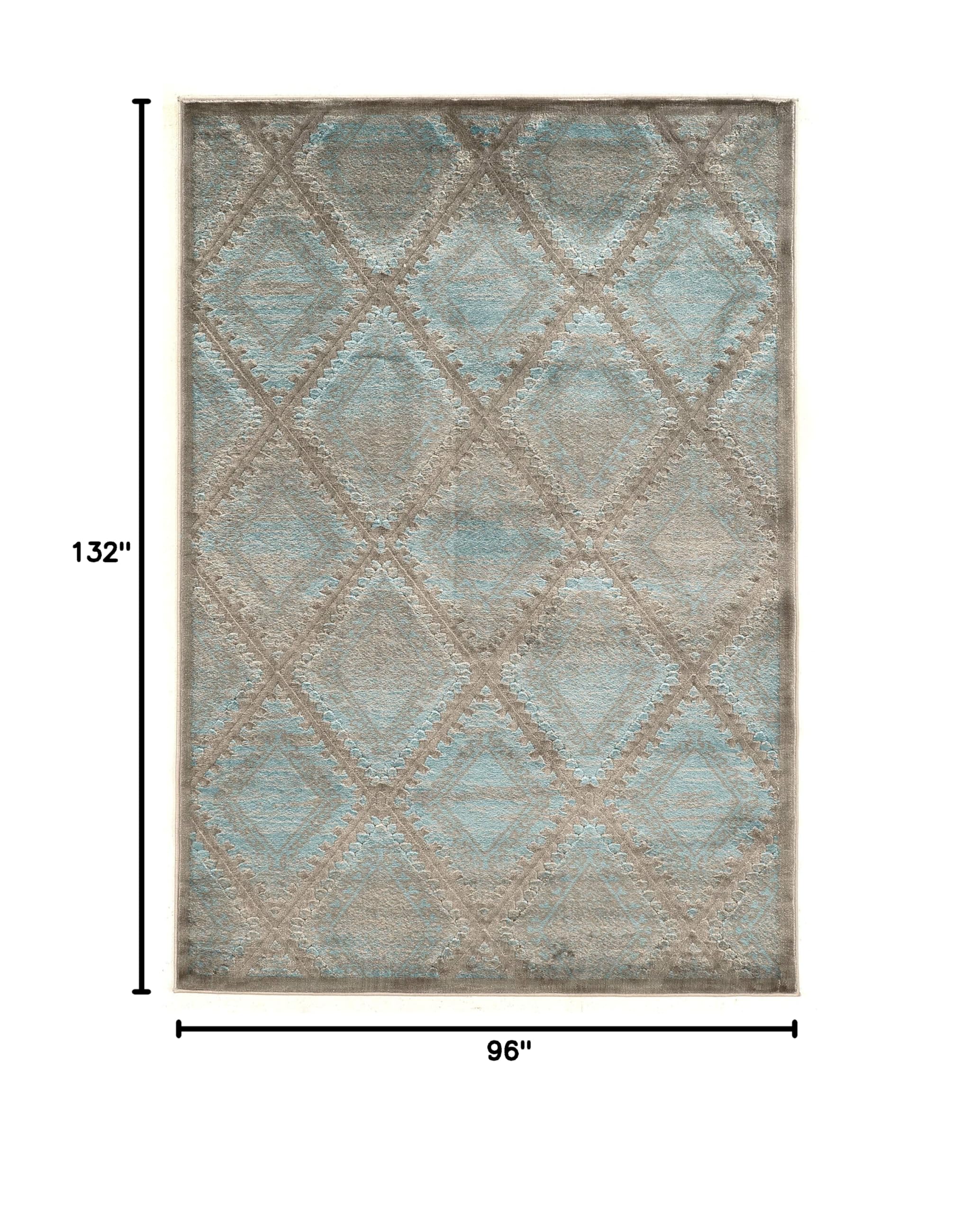 Premium Platinum Santafe Blue & Black 8' X 11' Area Rug by Linon - Soft Modern Living Room Rug for Home Decor, Bedroom, Office & Dining Room