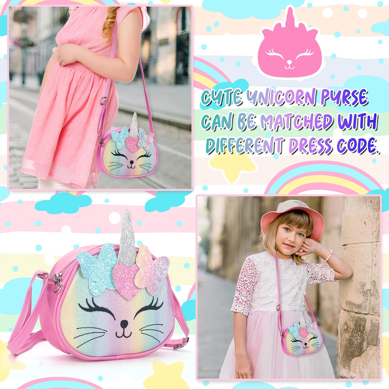 **Girls' Crossbody Purse - Cute Kids Handbag for School, Travel & Play - Perfect Christmas Gift for Little Girls**