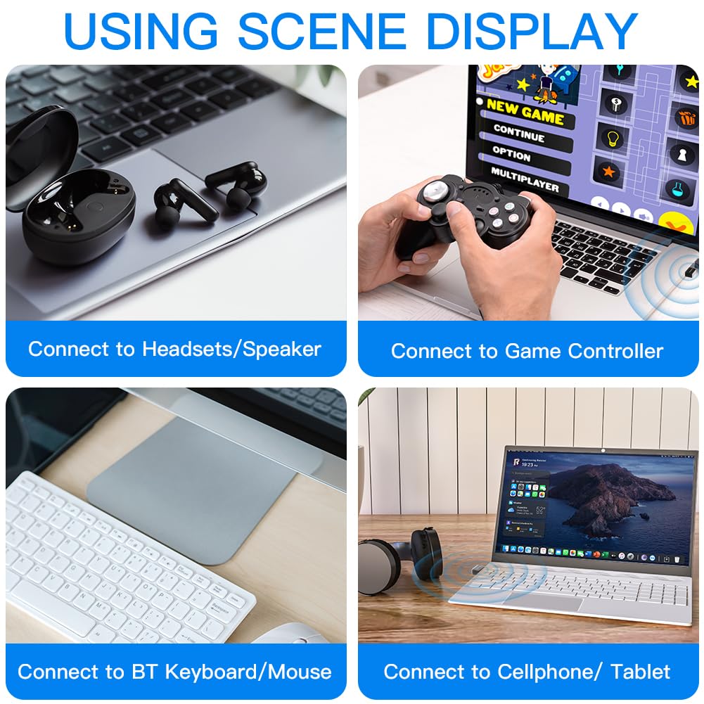 AXFEE USB Bluetooth 5.3 Adapter for PC Laptop Desktop - Wireless Bluetooth Dongle Receiver Compatible with Windows 11/10/8.1 - Works with Game Controllers, Headsets, Phones, Keyboards & Mice - Plug and Play - Ideal for Gaming, Office Work & Home Entertainment