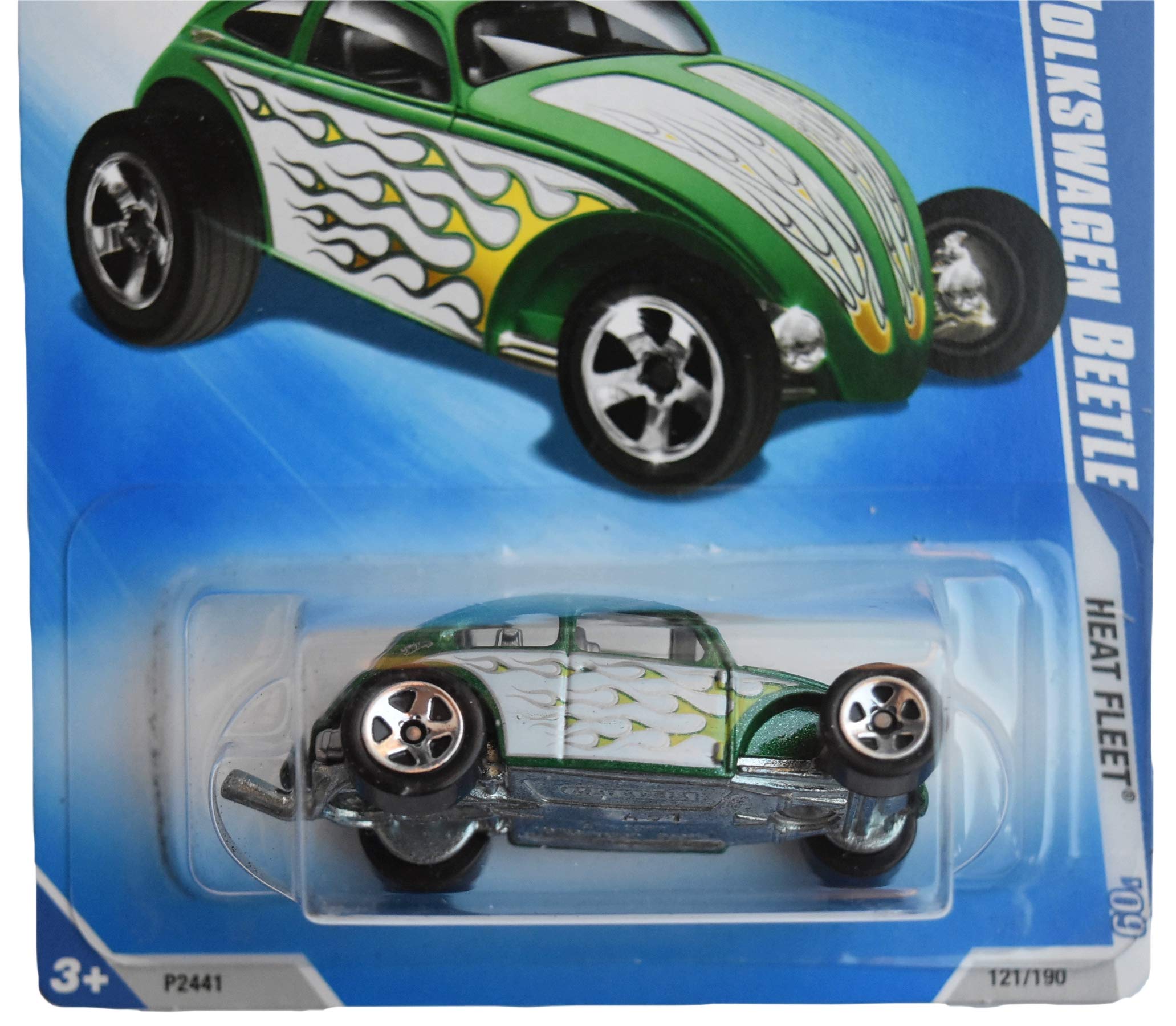 Hot Wheels 2009 Heat Fleet Custom Volkswagen Beetle Die-Cast Car 1:64 Scale - Green Collectible Toy (121/190) - Perfect for Kids Play, Car Enthusiast Collections & Display Showcases