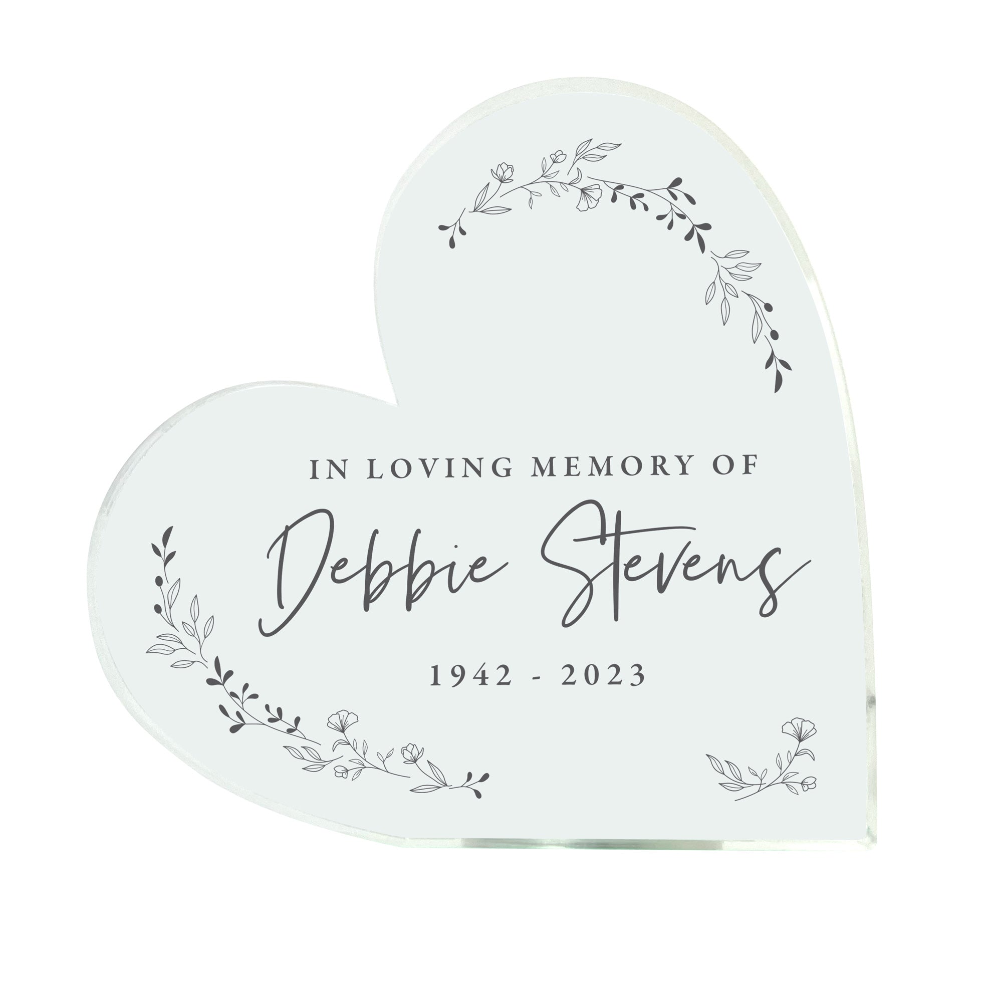 Personalized Memorial Wreath - Acrylic Freestanding Heart Keepsake for Loved Ones | Perfect for Graveside, Home Memorials & Sympathy Gifts