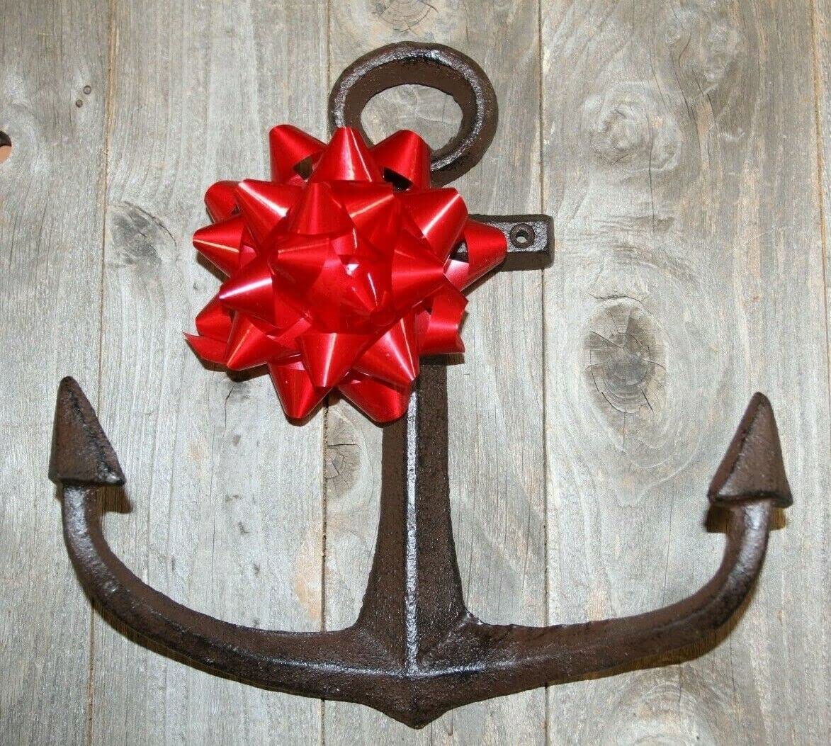 Pack of 4 Large Nautical Wall Anchor Decorations - Heavy Duty Cast Iron Hooks for Coastal Home Decor (BL61b) | Perfect for Beach House, Boat Room & Seaside Themed Interior Design