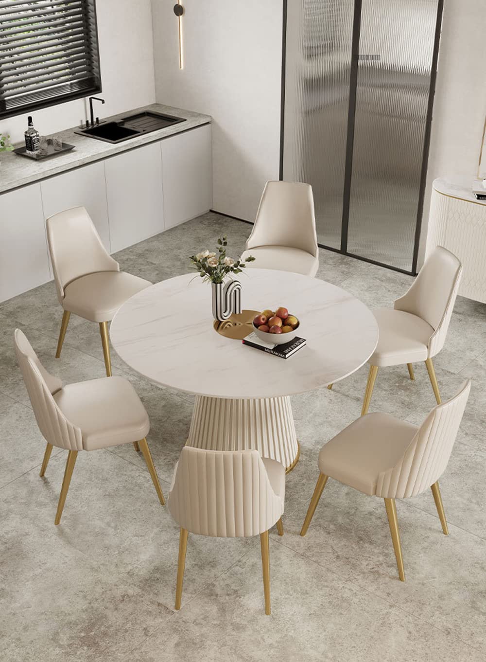 Nordic Style Sintered Stone Round Dining Table - 35.43