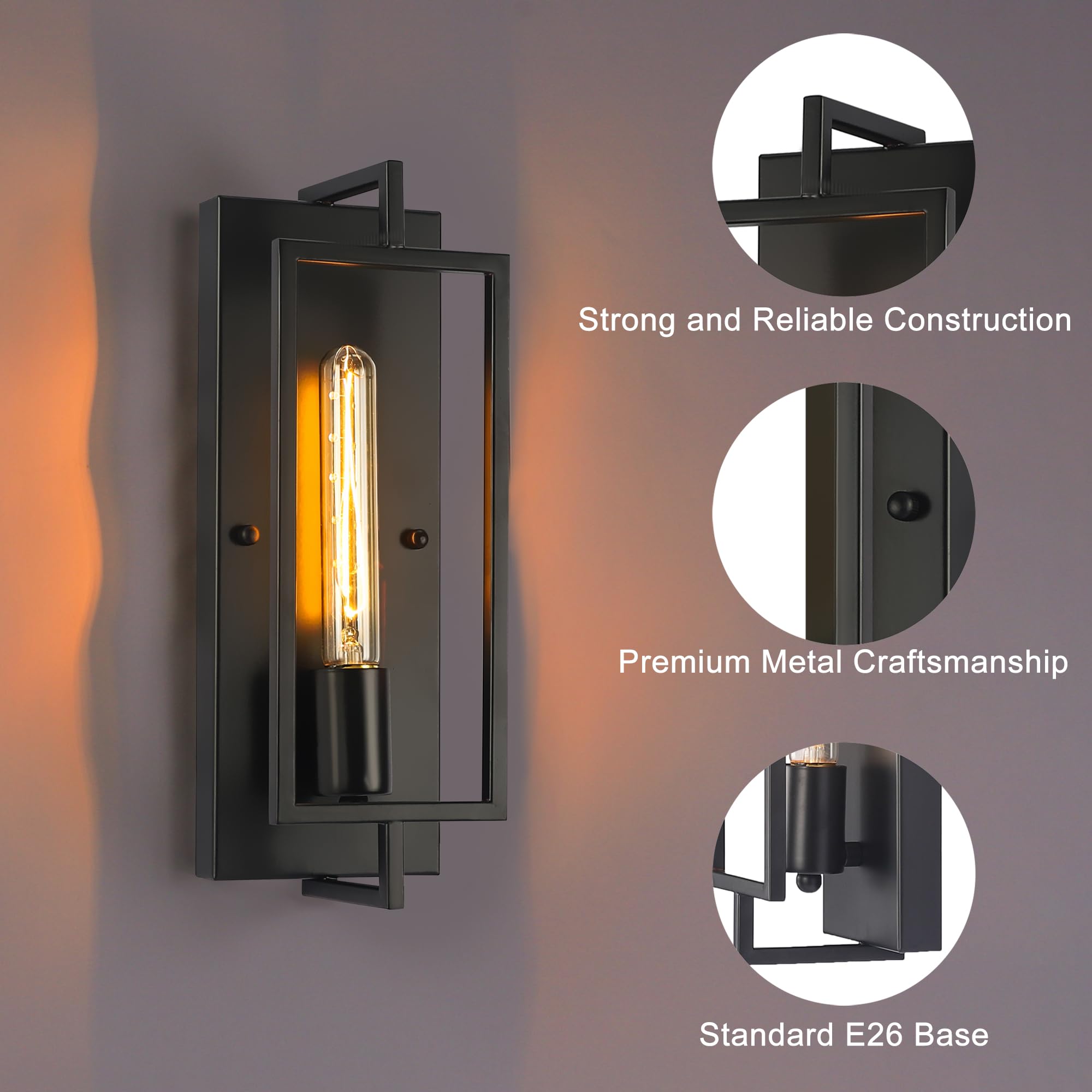Modern Black Single Light Bathroom Vanity Fixture - Industrial Wall Sconce Lighting for Hallway, Bedroom & Kitchen - Perfect for Home Decor and Interior Lighting Upgrade