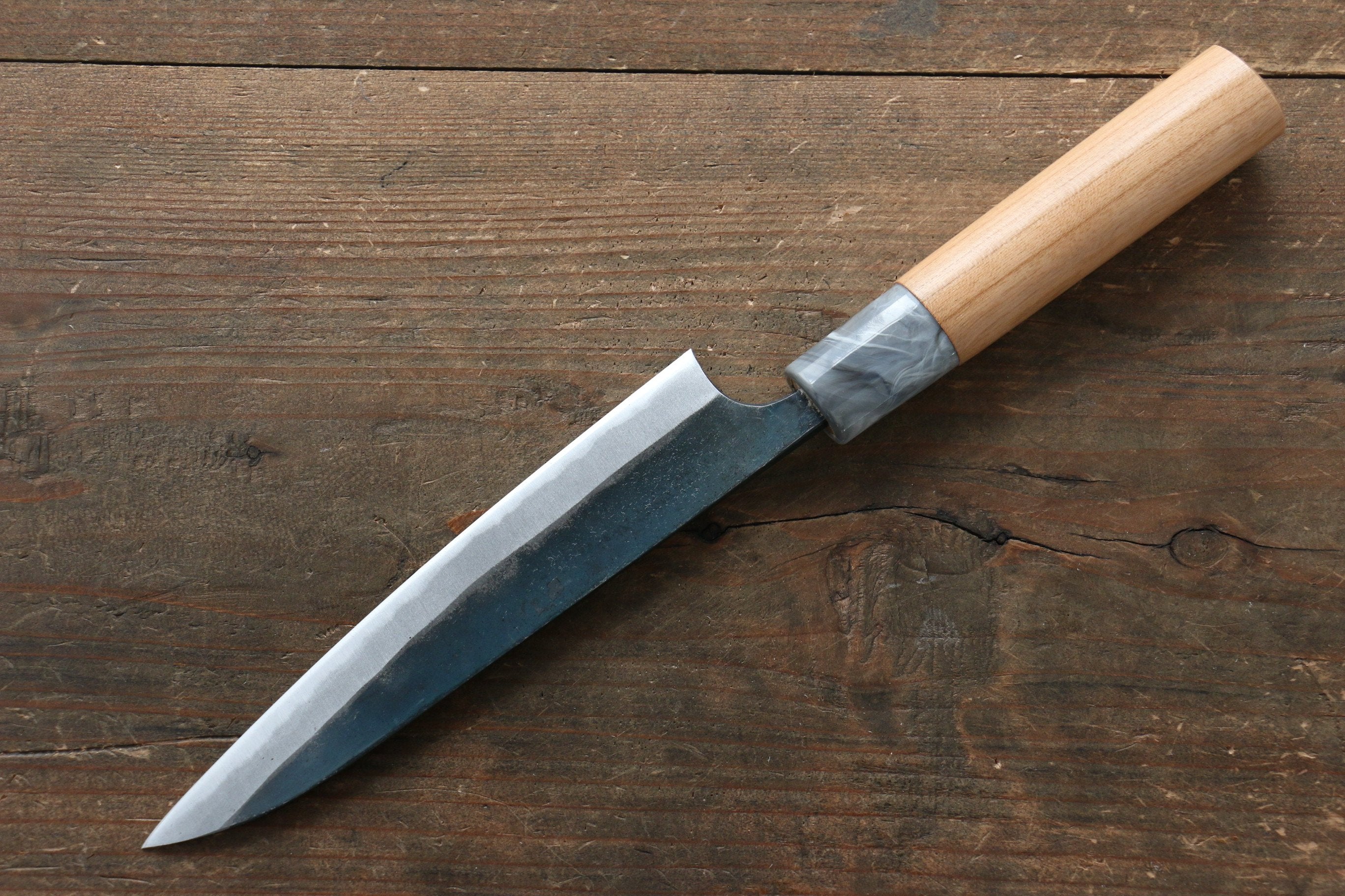 Masakage Mizu Blue Steel No.2 Petty Knife 150mm - Japanese Chef's Utility Knife with Black Finish & American Cherry Wood Handle - Perfect for Slicing, Peeling and Precision Kitchen Tasks
