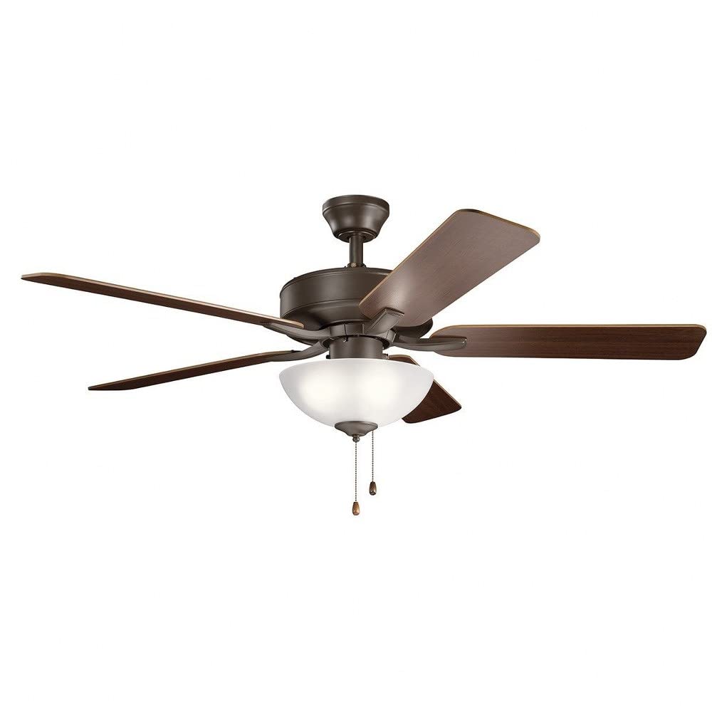 Kichler 330017WH Basics Pro Select 52 Inch White Ceiling Fan with LED Light Kit - Energy Efficient Indoor Cooling for Living Room, Bedroom & Office