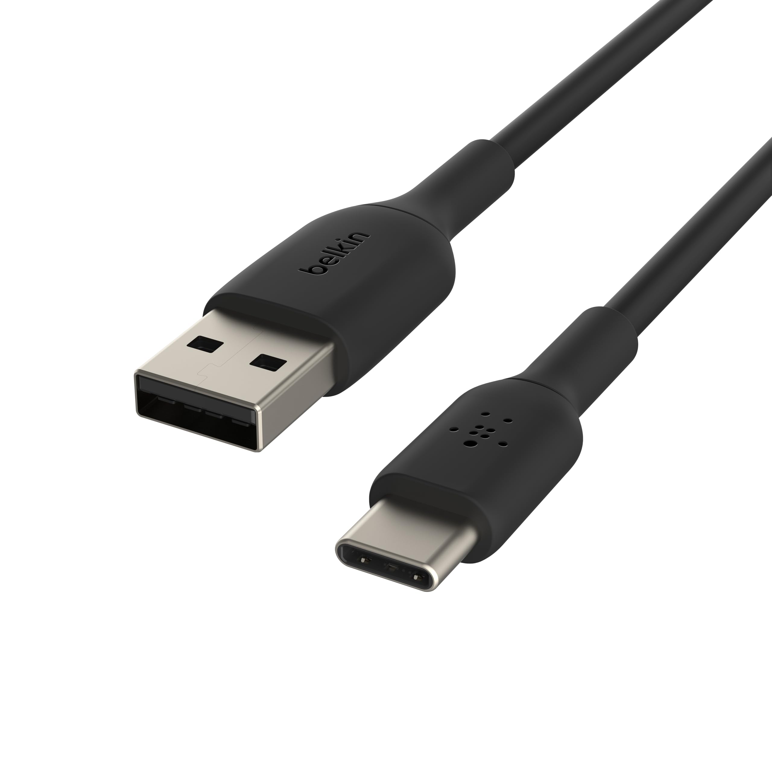Belkin BoostCharge USB-C to USB-A Fast Charging Cable 15cm - Compatible with iPhone 16/15, Samsung Galaxy S24/S23, Google Pixel, iPad Pro, Nintendo Switch | Durable Nylon Braided Black Cable for Home, Office & Travel Charging