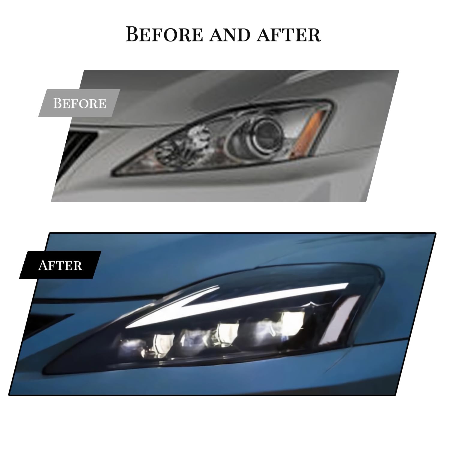 HCMOTIONZ Headlights for Lexus IS250/350 2006-2014 with DRL & Sequential Turn Signals - Perfect for Night Driving & Car Upgrades