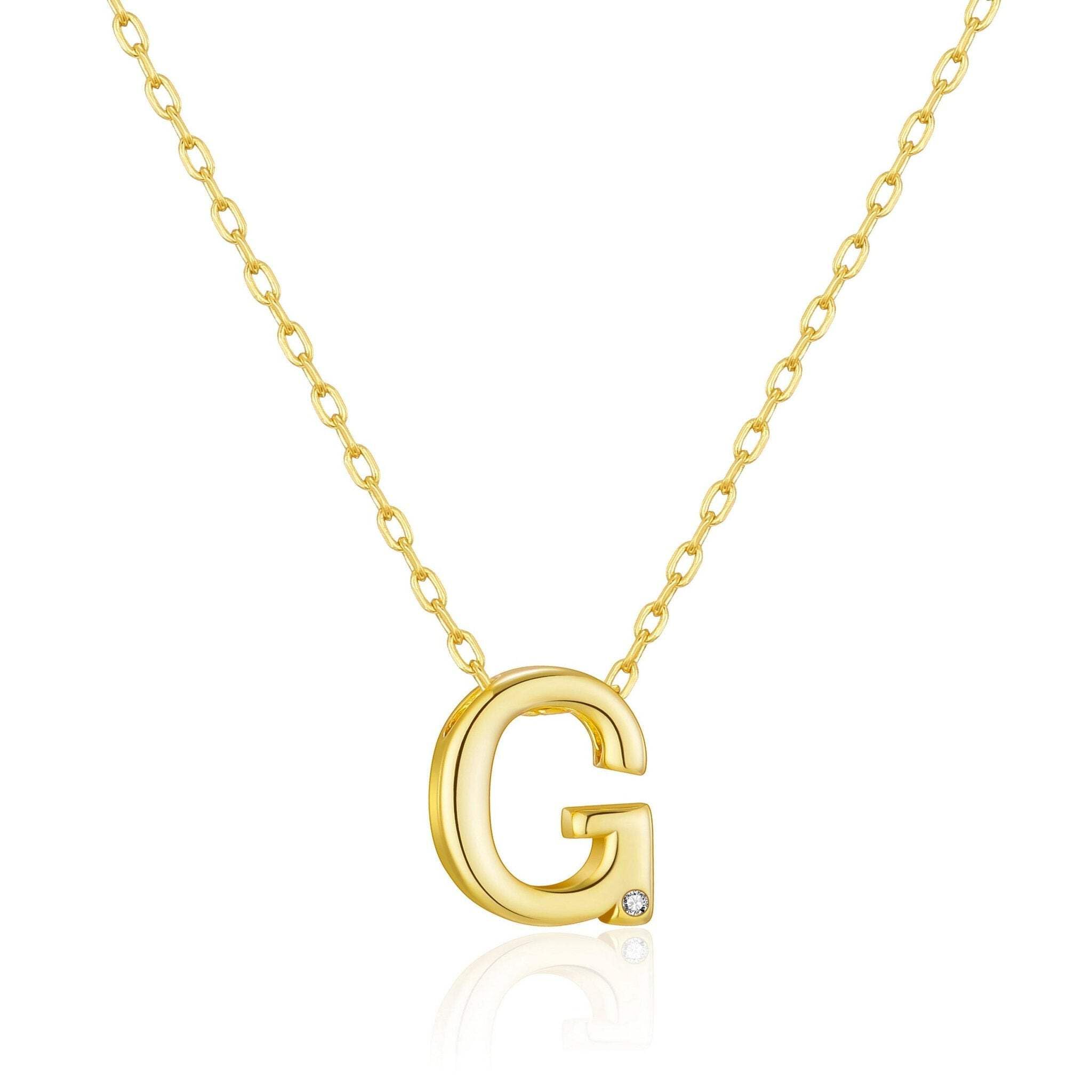 Gold Plated Initial Necklace A-Z with Zircondia® Crystals - Perfect Gift for Her