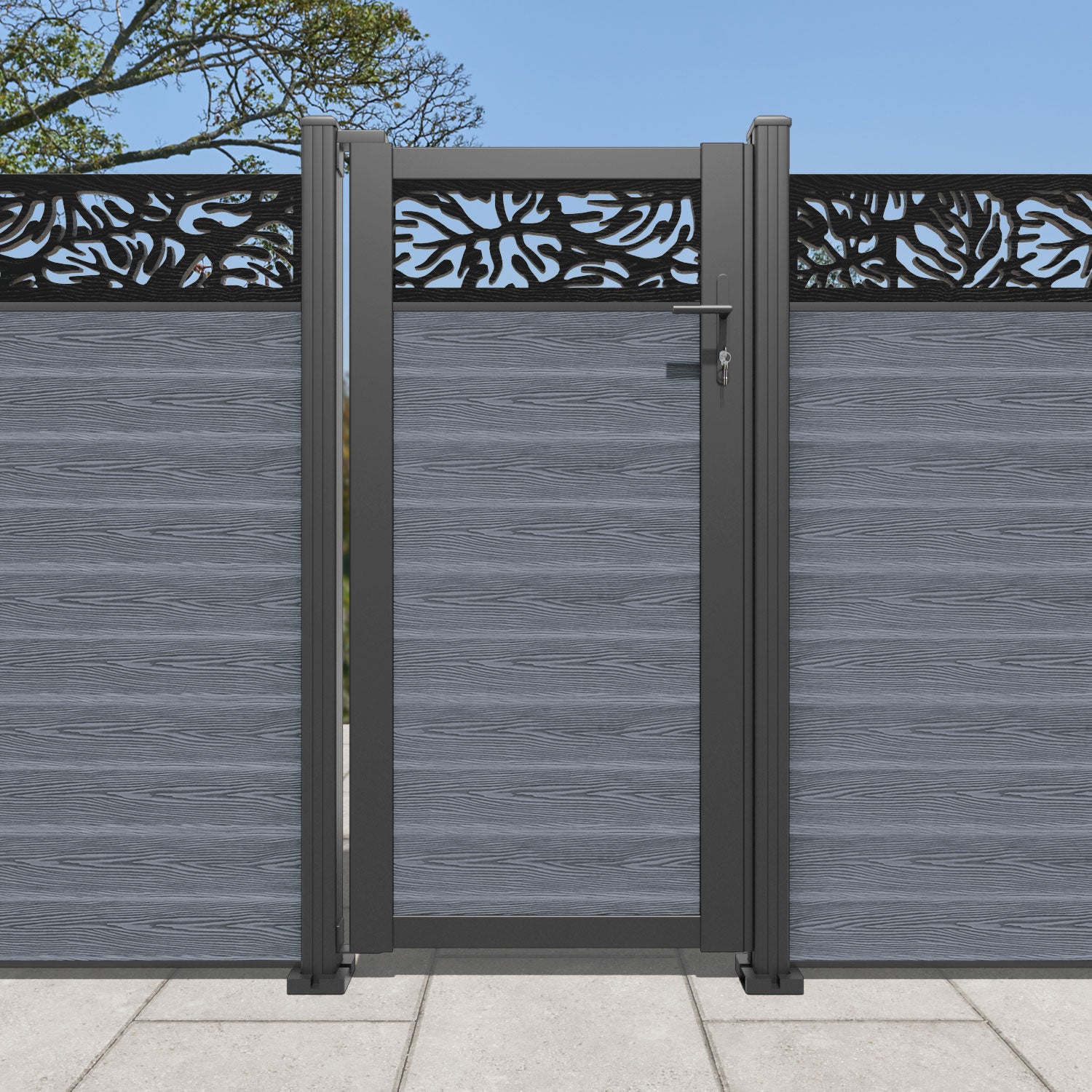 Classic Botanic Pedestrian Gate - Anthracite Finish | Durable Iron Garden Gate for Home & Yard Security | Perfect for Driveways, Fences, and Landscaping