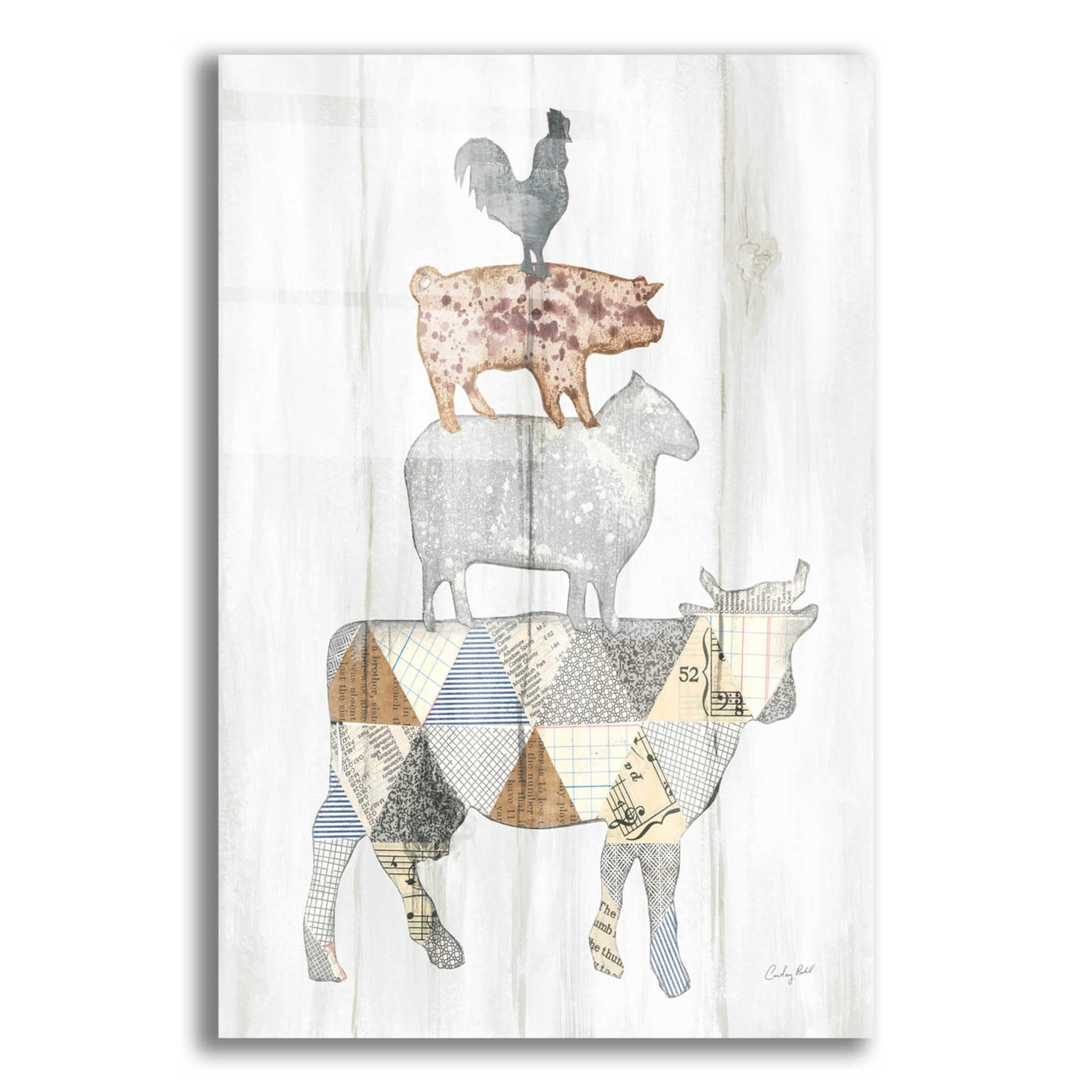 Farm Family I by Courtney Prahl - 16x24 Inch Acrylic Glass Wall Art Painting, Modern Home Decor for Living Room, Bedroom & Office