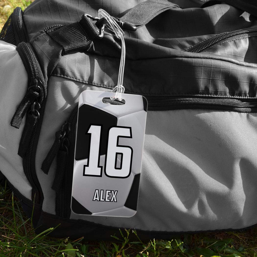 Personalized Soccer Ball Luggage Tag - Custom Soccer Sports Bag Tag with No Back Personalization - Perfect for Travel, Gifts & Soccer Fans