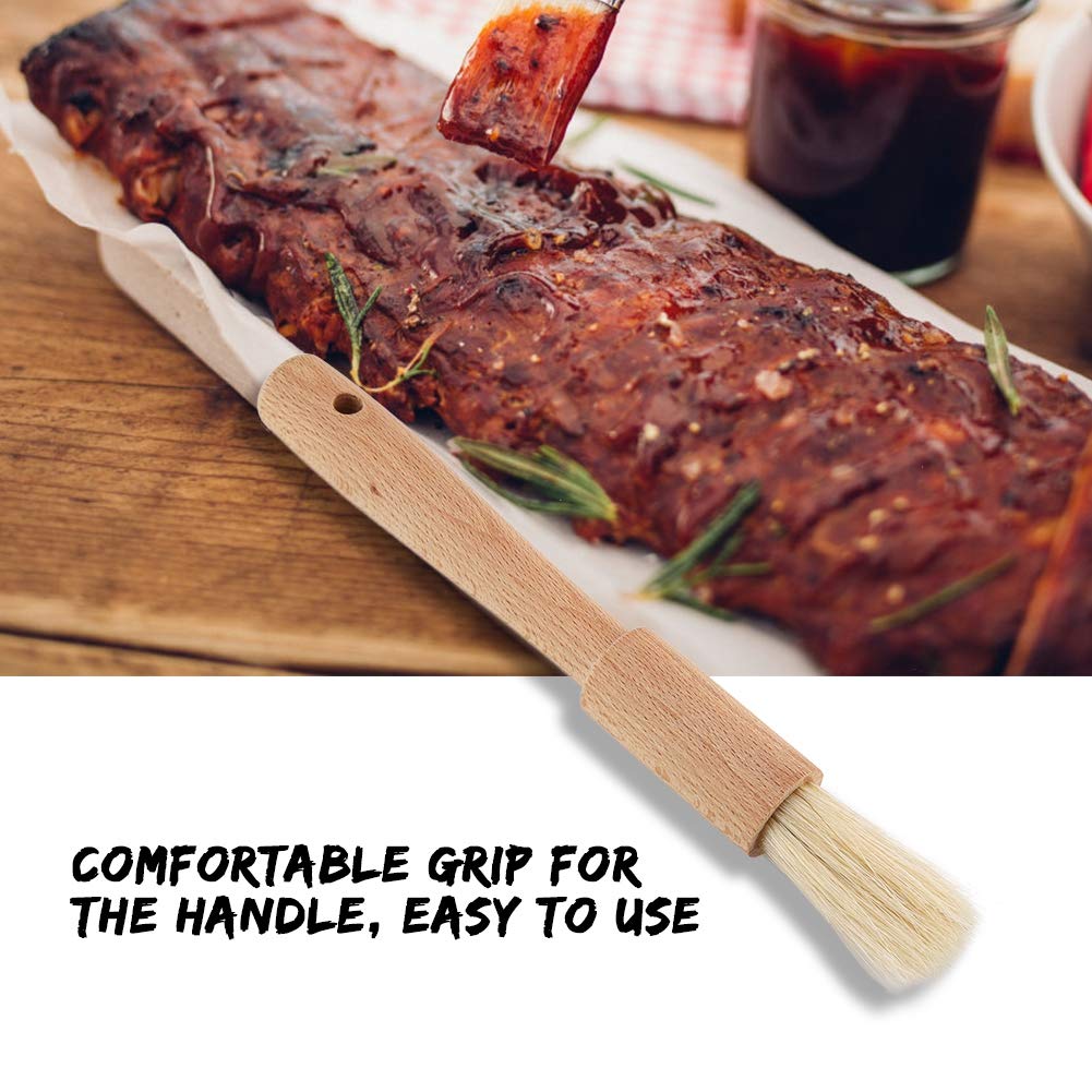 **Wooden BBQ Brush - Baking & Oil Brush for Grilling, Pastry & Kitchen - Turkey Baster & Barbecue Utensil with Round Handle - Perfect for BBQ, Baking & Cooking**