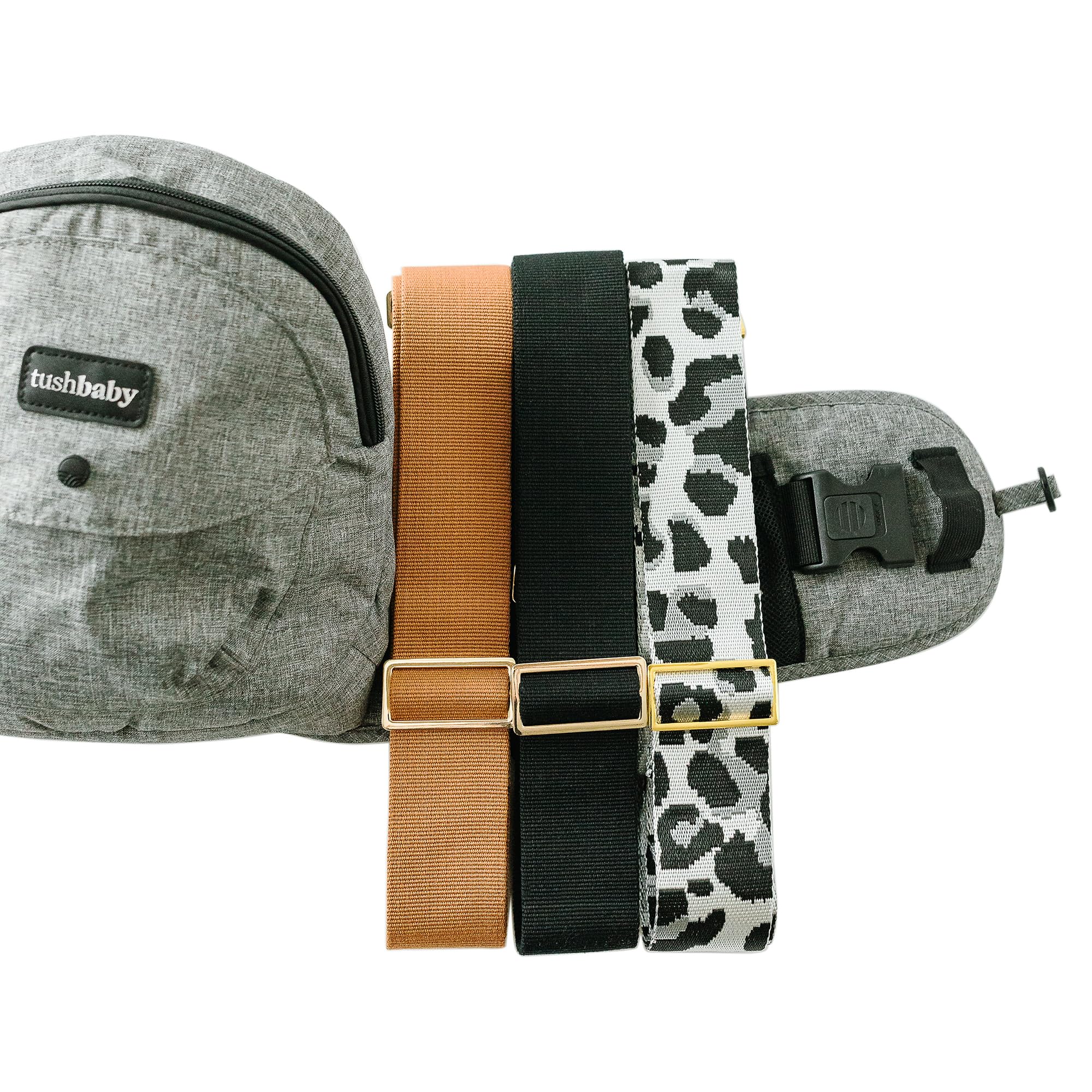 TushBaby Safety Certified Adjustable Hip Seat Carrier - Ergonomic Design for Newborns, Toddlers & Kids, Machine Washable, Ultra-Comfortable Waist Support (Grey) | Perfect for Shopping, Travel & Everyday Parenting