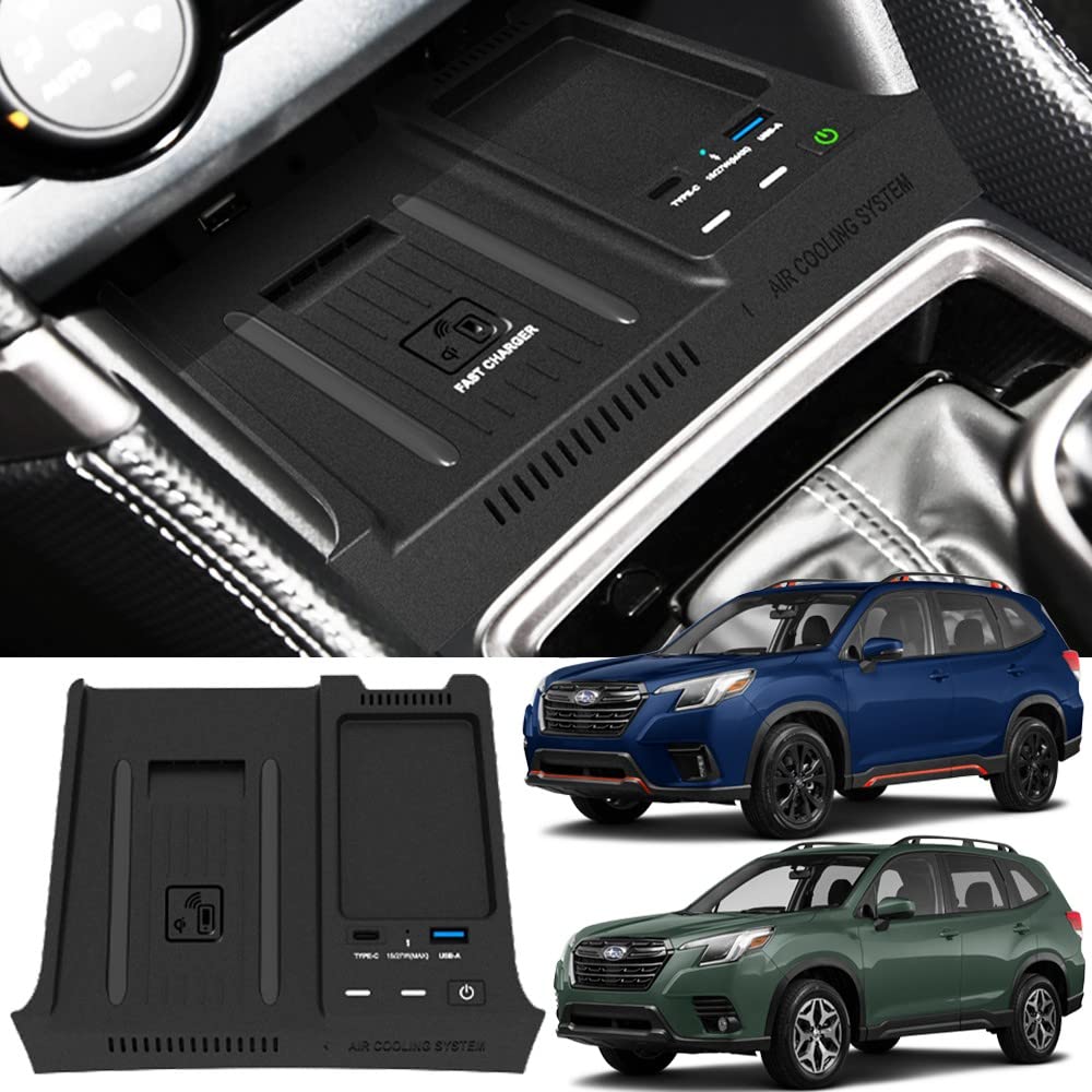 15W Qi Fast Wireless Car Charger for Subaru Forester 2019-2022 - Compatible with iPhone & Android Phones - Perfect for Road Trips & Daily Commutes