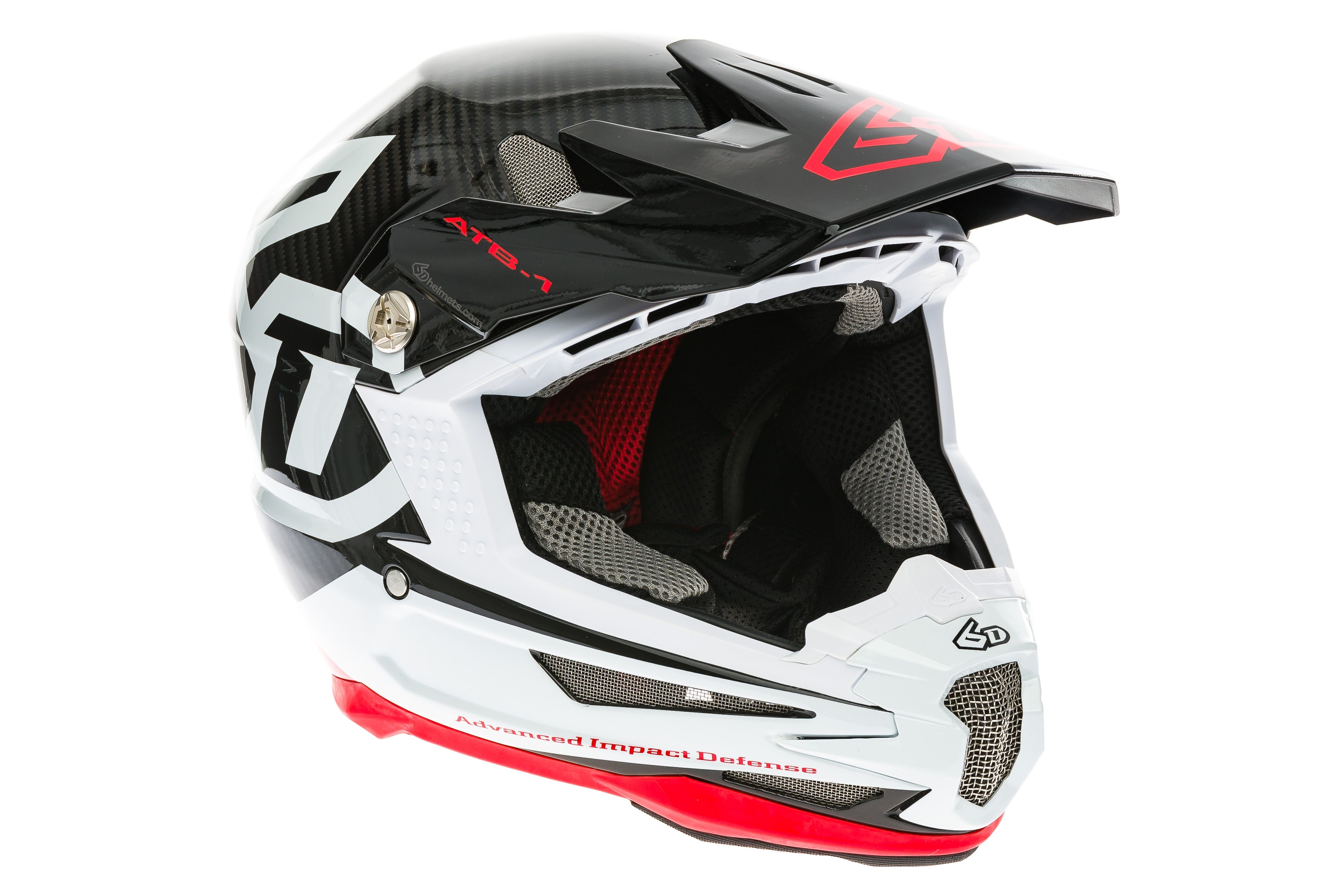 6D ATB 1 Carbon Fiber Full Face Mountain Bike Helmet XS 53-54cm - Lightweight & Durable for Downhill & Enduro Cycling - White/Red Color for High Visibility on Trails