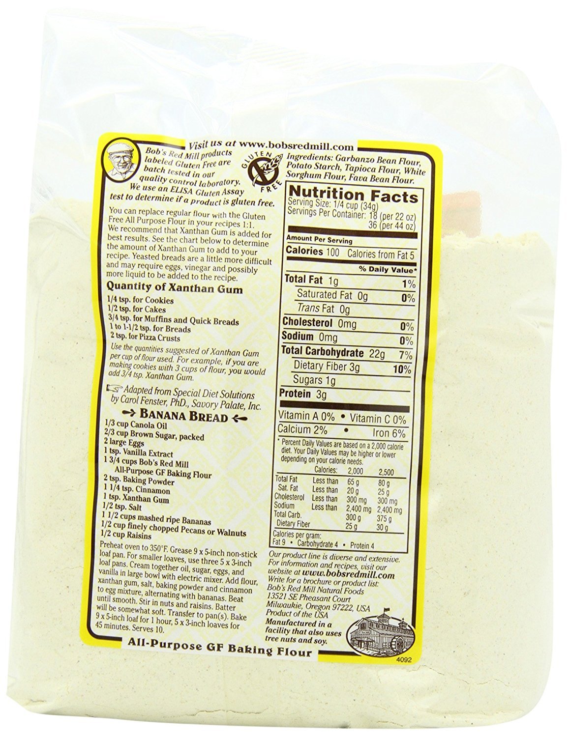 Bob's Red Mill Gluten Free All Purpose Baking Flour 44oz (4 Pack) - Perfect for Cookies, Cakes & Bread - Ideal for Celiac & Gluten-Free Diets