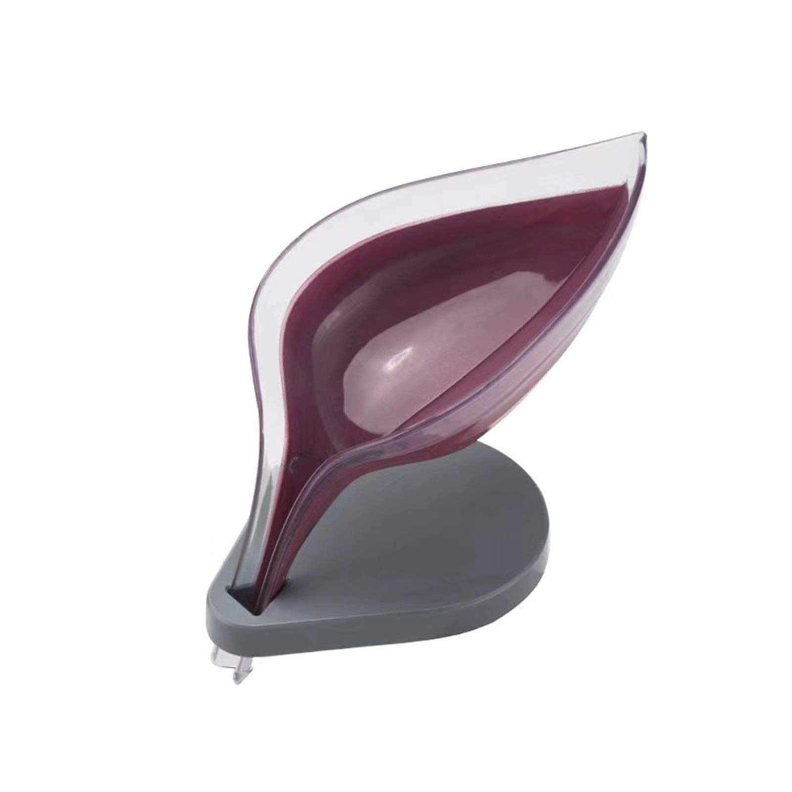 Leaf Shaped Soap Dish - Dark Purple Bathroom Soap Holder with Drainage, Elegant Soap Storage Tray for Shower, Sink Countertop, and Spa Decor