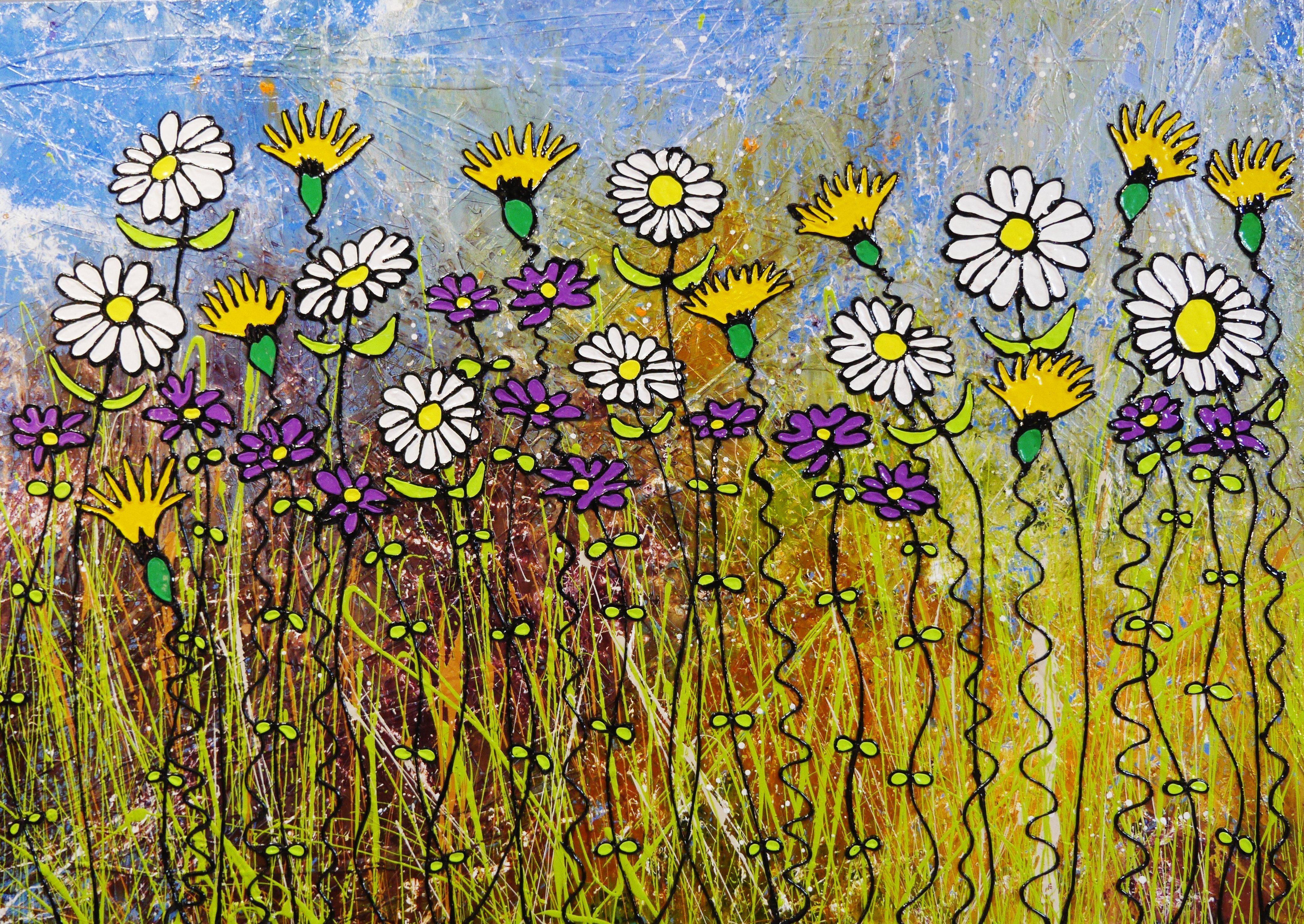 Desert Bloom 140cm x 100cm Floral Canvas Painting - Handmade Wall Art for Living Room, Bedroom & Office Decor