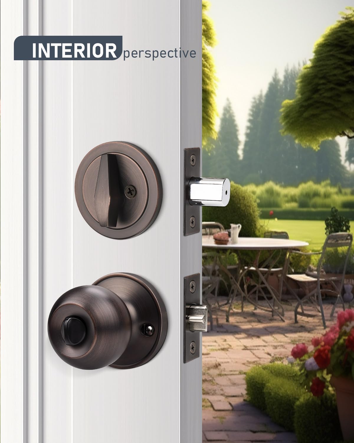 4 Pack Oil Rubbed Bronze Entry Door Locksets with Single Cylinder Deadbolt - Keyed Alike Front Door Knob & Deadbolt Set for Home Security & Exterior Doors