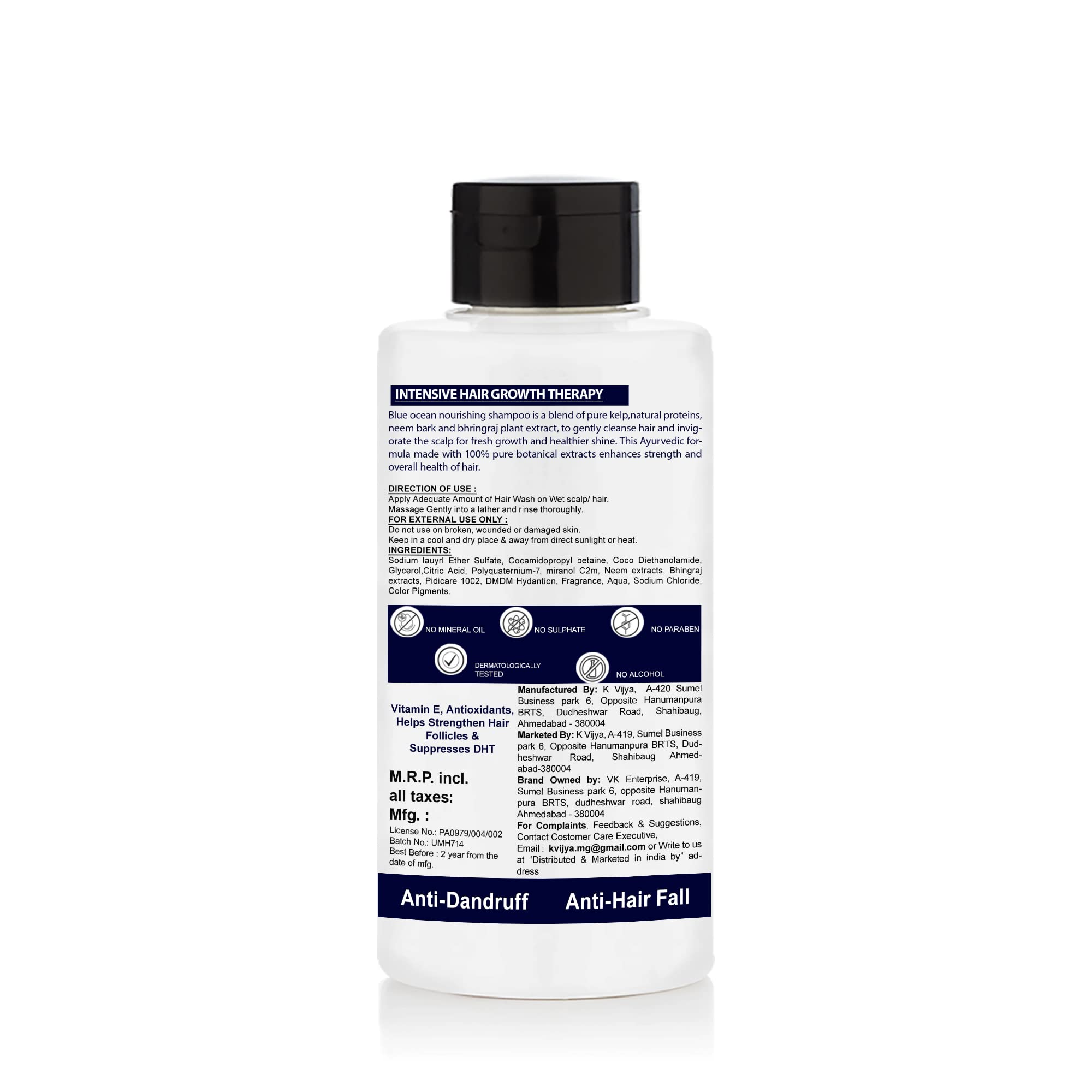 FEEL SILK Shampoo 250ml - Natural Hair Growth Shampoo with Ocean Minerals, Neem & Bhringraj Extracts | Paraben-Free Formula for Longer, Stronger, Shinier Hair | Daily Hair Care for Women & Men | Perfect for Dry, Damaged Hair Repair