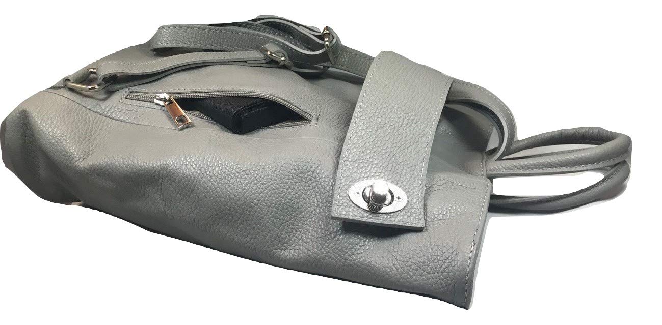 Stella Convertible Leather Backpack Purse for Women - Stylish Travel Tote Bag with Adjustable Straps, Grey - Perfect for Work, School & Weekend Getaways