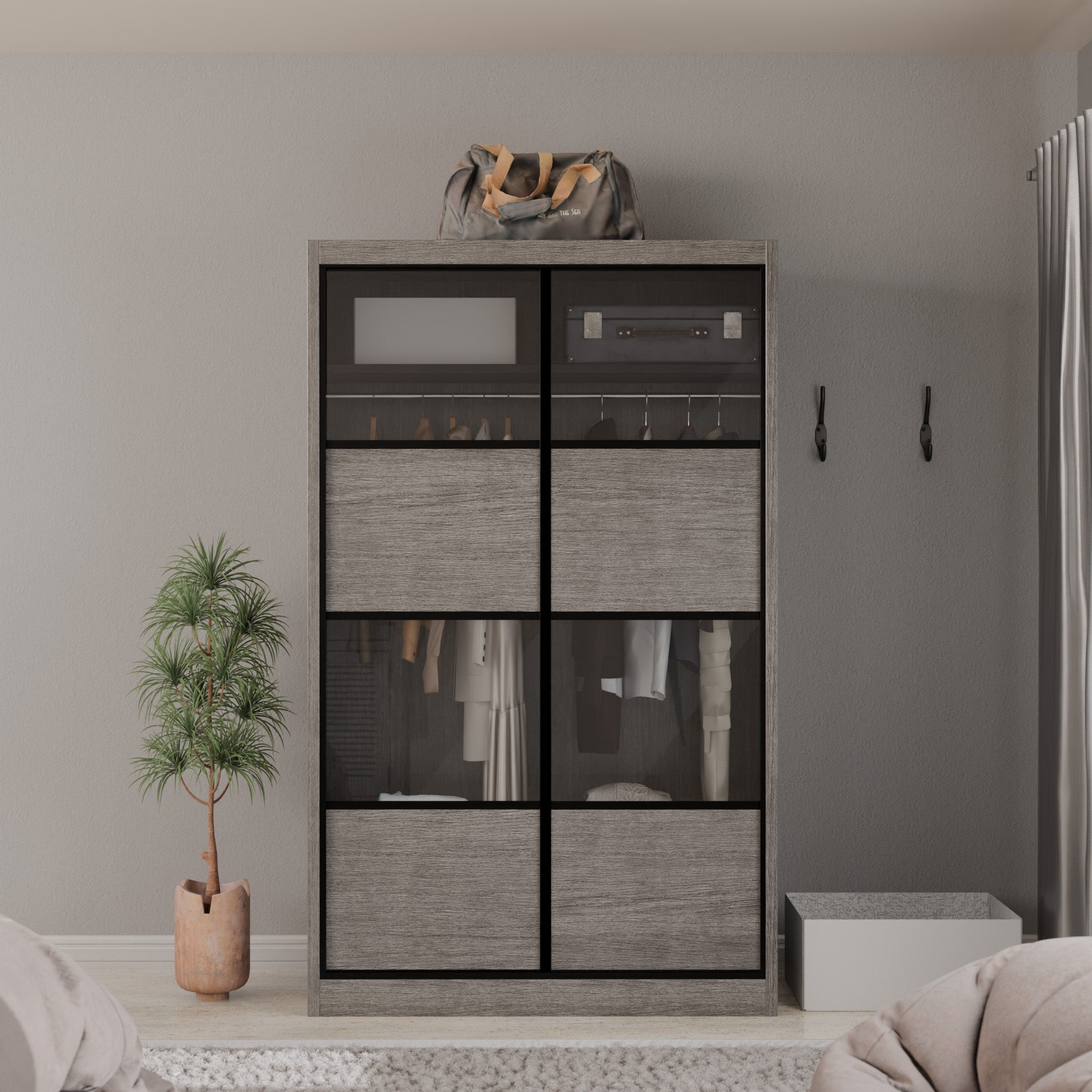 Josie Modular Wardrobe W06 - Customizable Closet Organizer with Adjustable Shelves & Hanging Rod for Bedroom, Closet, or Walk-In Wardrobe Organization