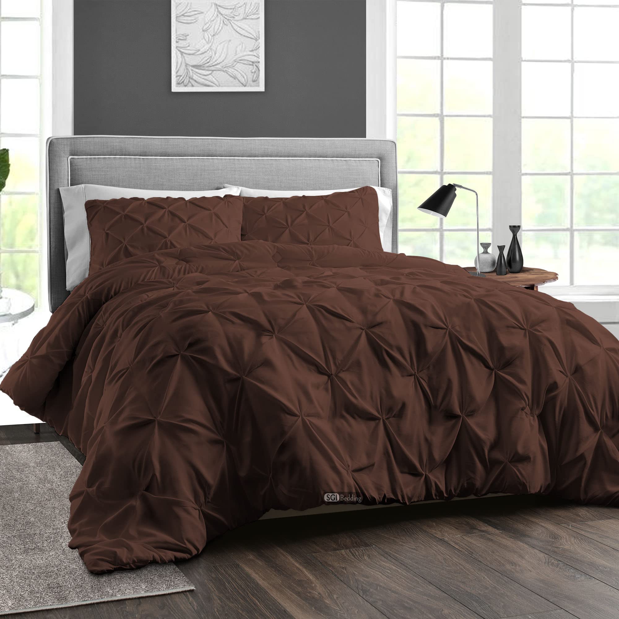 Luxury 100% Egyptian Cotton 600 Thread Count Queen Size Duvet Cover Set - Ultra Soft, Breathable & Cooling Bedding (1 Duvet Cover + 2 Pillowcases, Chocolate) - Perfect for Master Bedroom, Guest Room & Hotel Luxury Accommodations