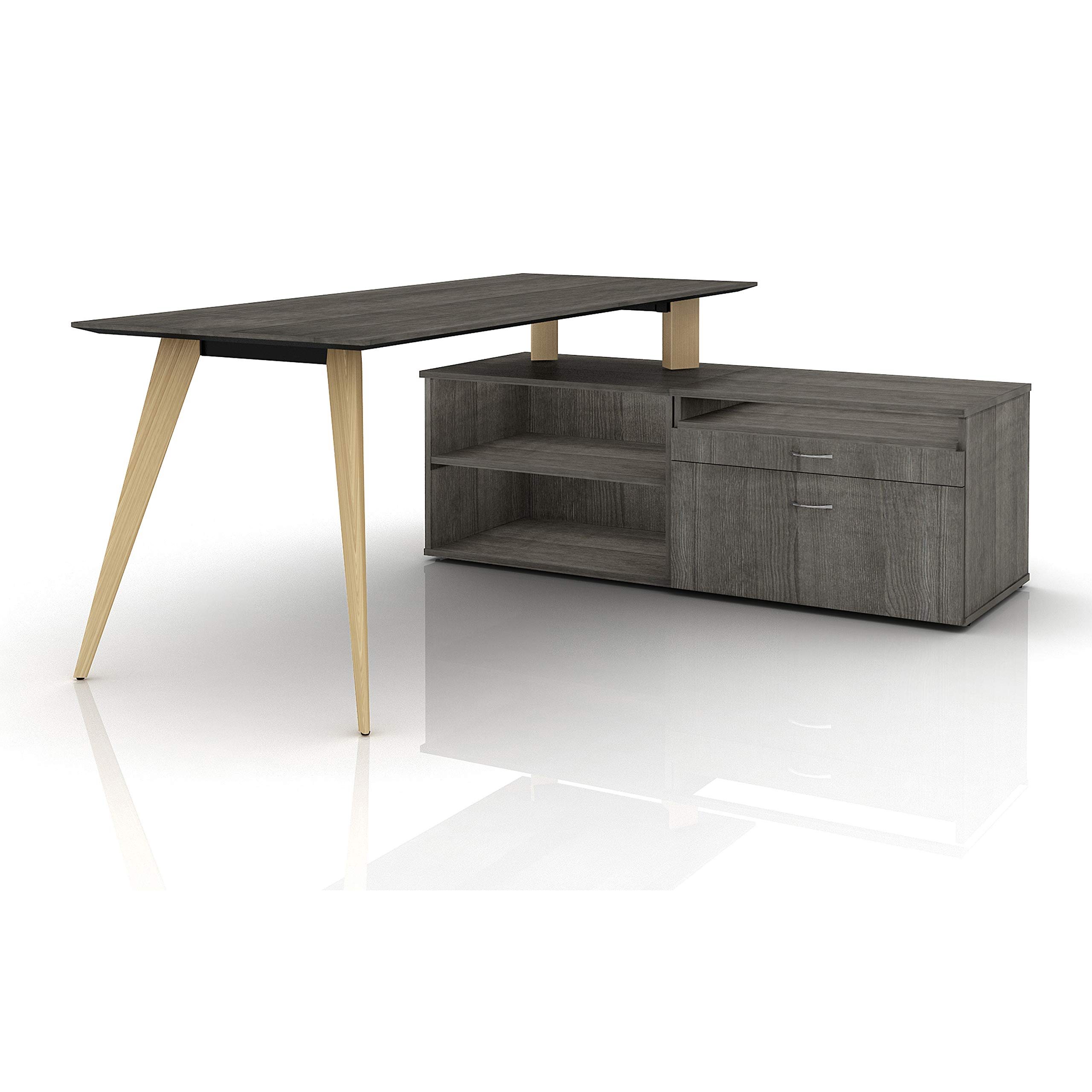Lorell Relevance Series Charcoal Laminate Office Desk - Modern Workstation for Home & Business - Perfect for Small Spaces, Home Offices & Corporate Environments