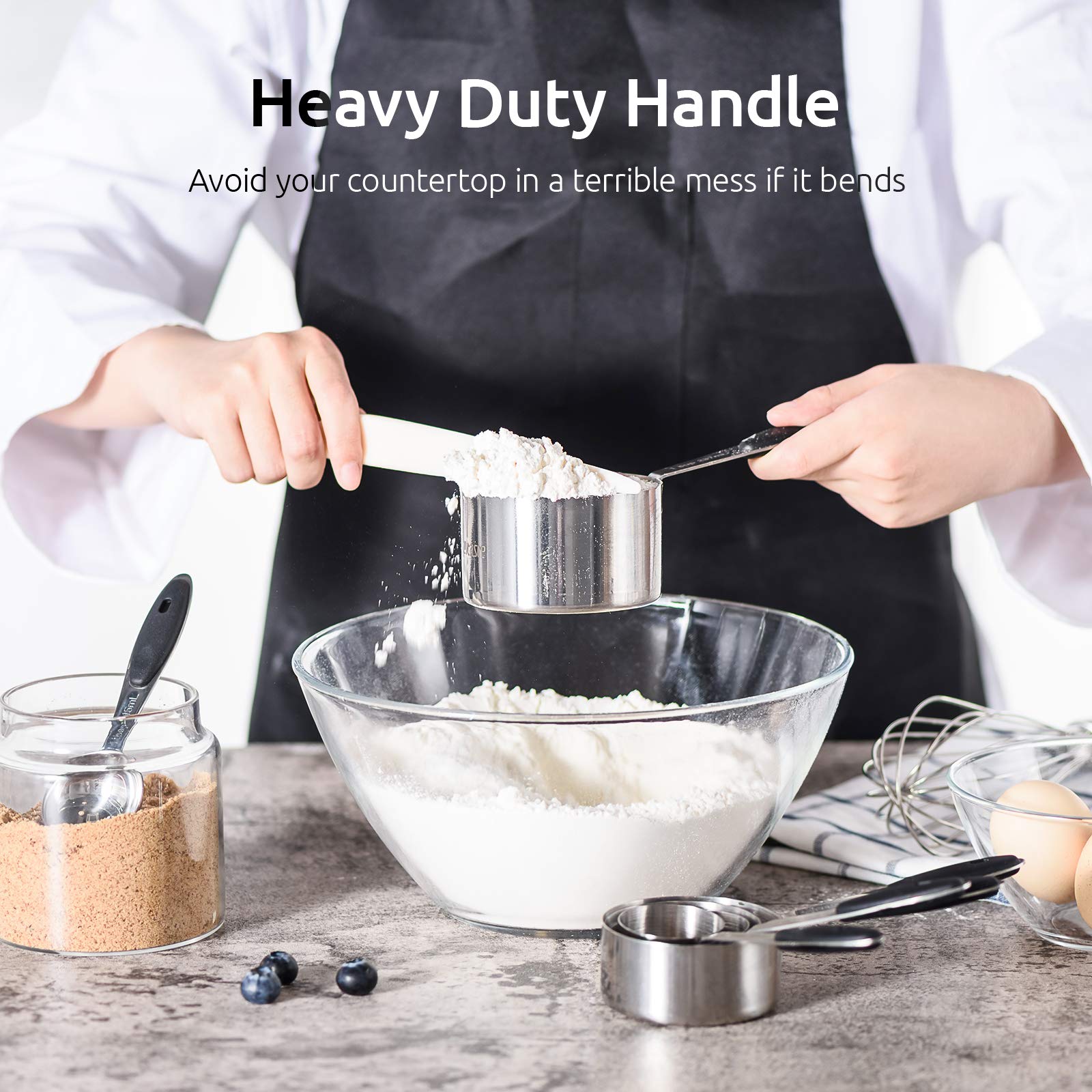 U-Taste 10-Piece 18/8 Stainless Steel Measuring Cups and Spoons Set with Upgraded Thick Handle - Black - Perfect for Baking, Cooking & Meal Prep
