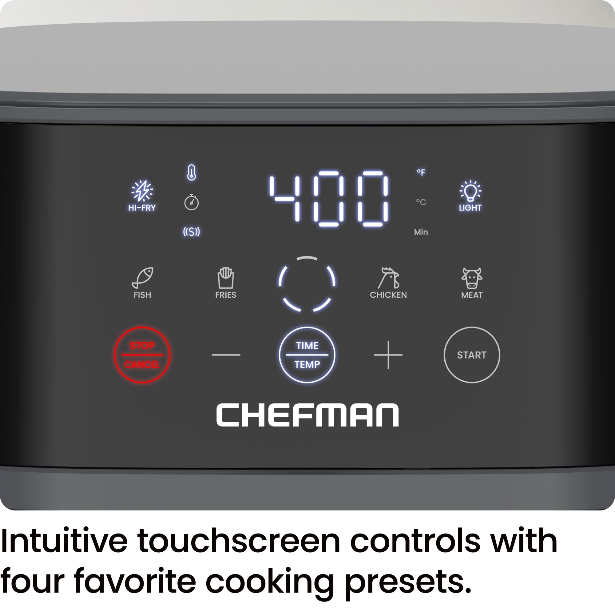 Chefman 6 QT Compact Air Fryer with Hi-Fry Technology - Extra Crispy Results, Easy-View Window, 4 Preset Touch Controls, Nonstick Dishwasher-Safe Basket - Perfect for Quick Meals, Snacks & Healthy Cooking (Grey)