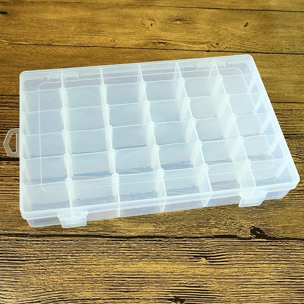 36-Compartment Clear Adjustable Jewelry Bead Organizer Box - Craft Storage Container with Adjustable Dividers - Perfect for Beading, DIY Crafts & Small Parts Organization