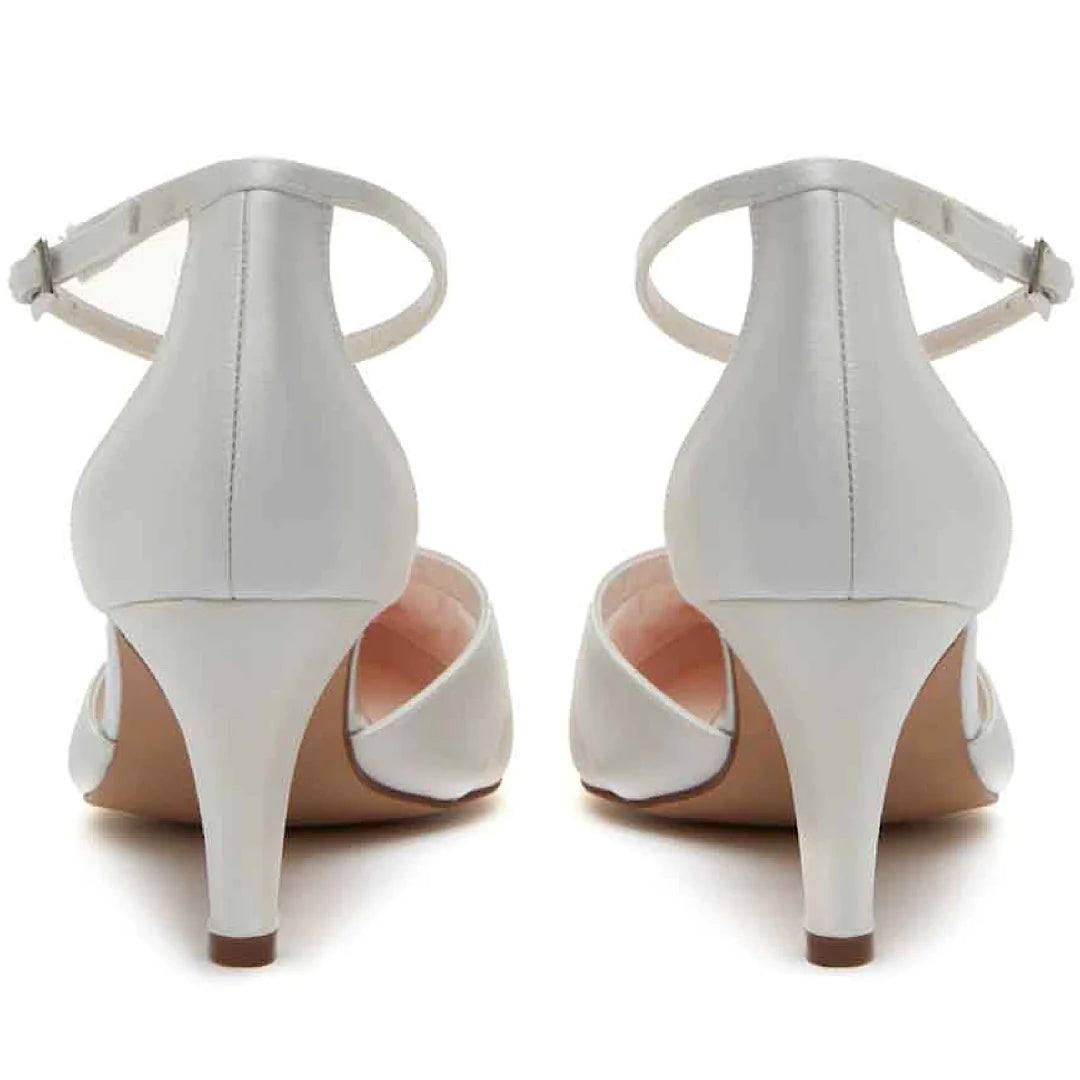 Ivory Satin Wedding Shoes for Bride by Rainbow Club - Harper Collection | Elegant Bridal Heels for Church Ceremony & Reception