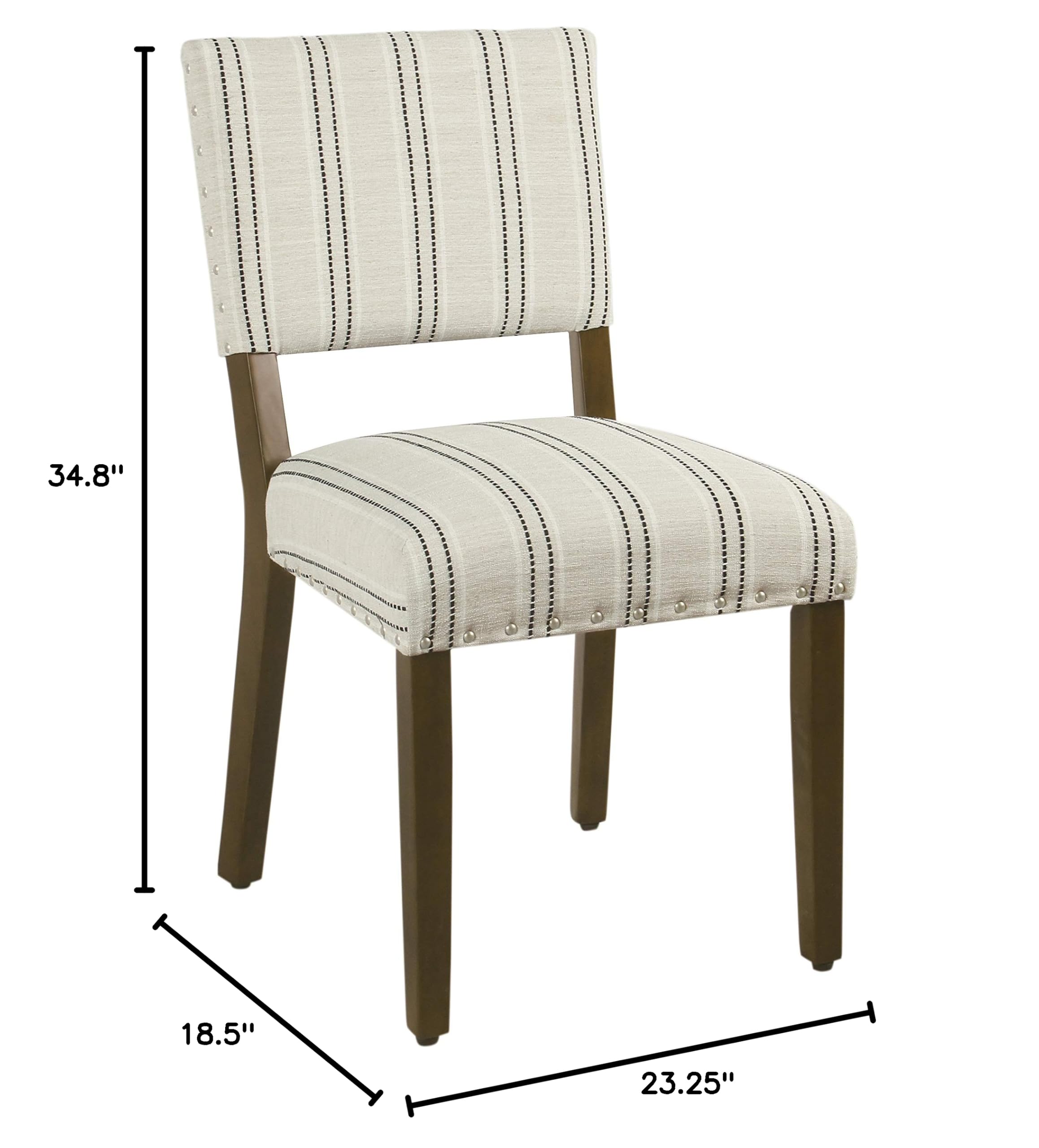 Homepop Upholstered Dining Chairs Set of 2 - Modern Black and White Striped Accent Chairs with Nailhead Trim | Elegant Kitchen & Dining Room Furniture for Home Decor | Perfect for Small Spaces, Breakfast Nooks & Farmhouse Style Interiors