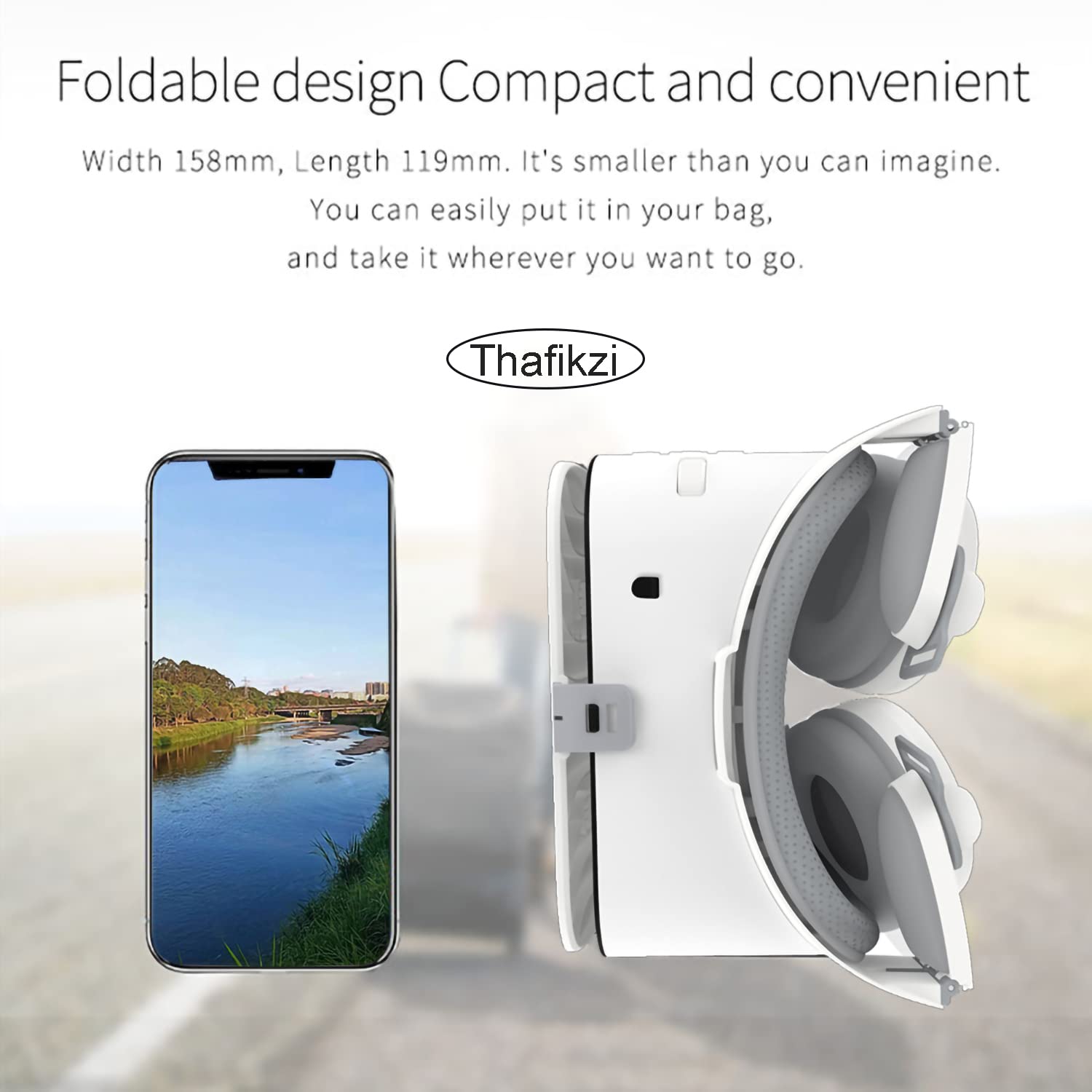 Thafikzi VR Headset for iPhone & Android - 3D Virtual Reality Glasses with Bluetooth Headset & Remote Controller for Movies, Gaming & Metaverse | Wireless VR Goggles for Smartphones (White) - Perfect for Home Entertainment, VR Gaming & Immersive Movie Experiences