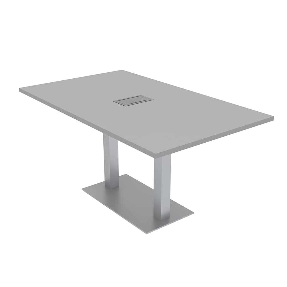 6' Conference Table with Electric & Data Module - 6 Person Rectangular Office Table | Harmony Series in Light Gray | Perfect for Meetings, Team Collaboration & Office Workspaces