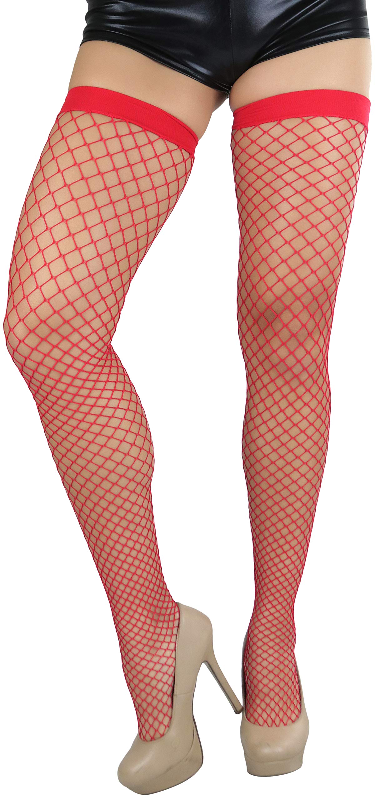 ToBeInStyle Women's Sexy Fishnet Thigh High Stockings - Bright & Vibrant Sheer Tights for Party, Cosplay & Night Out