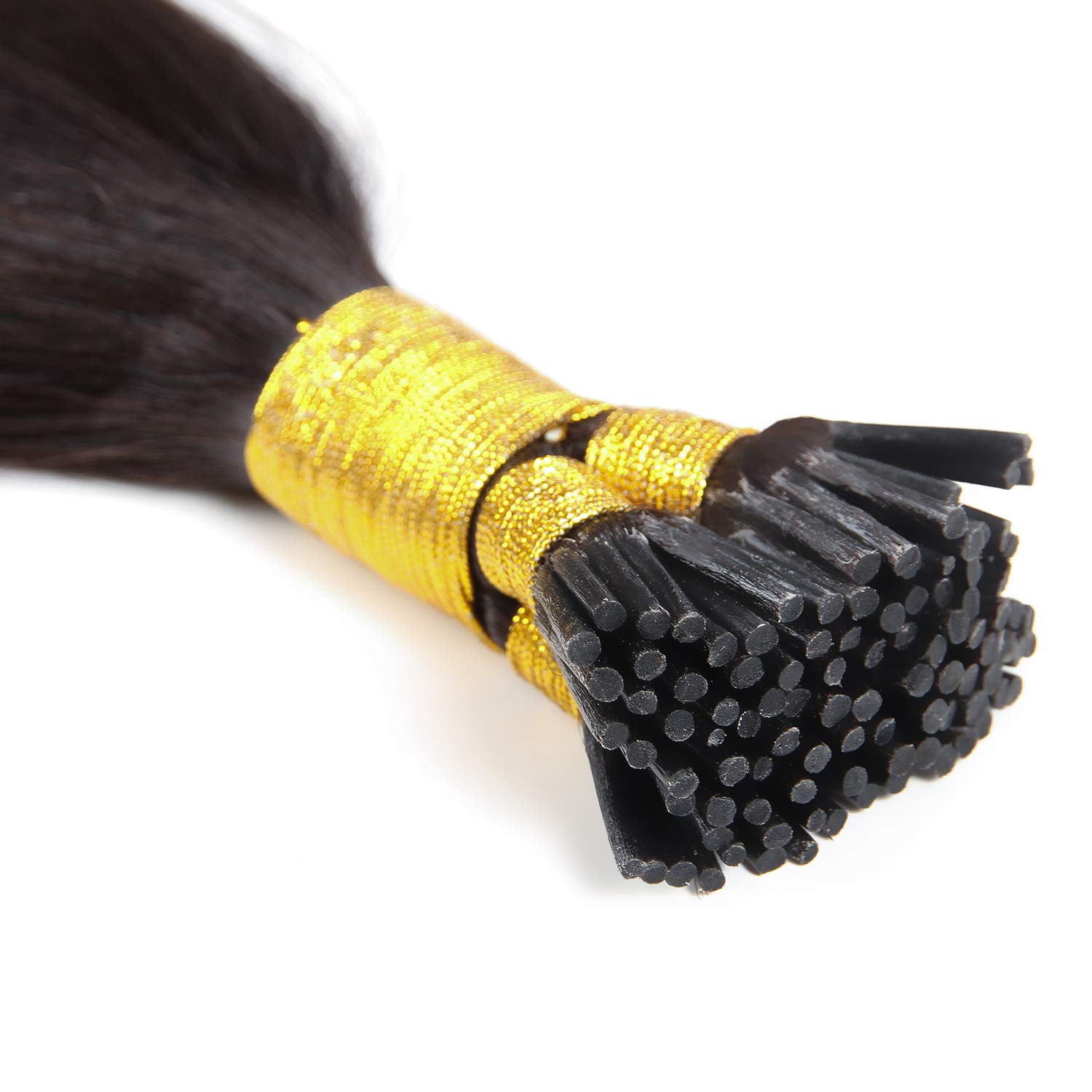 20 Inch I-Tip Human Hair Extensions - 100g Real Hair (1g/Strand) #1B Natural Black for Seamless Blending & Styling - Perfect for Weddings, Parties & Daily Wear