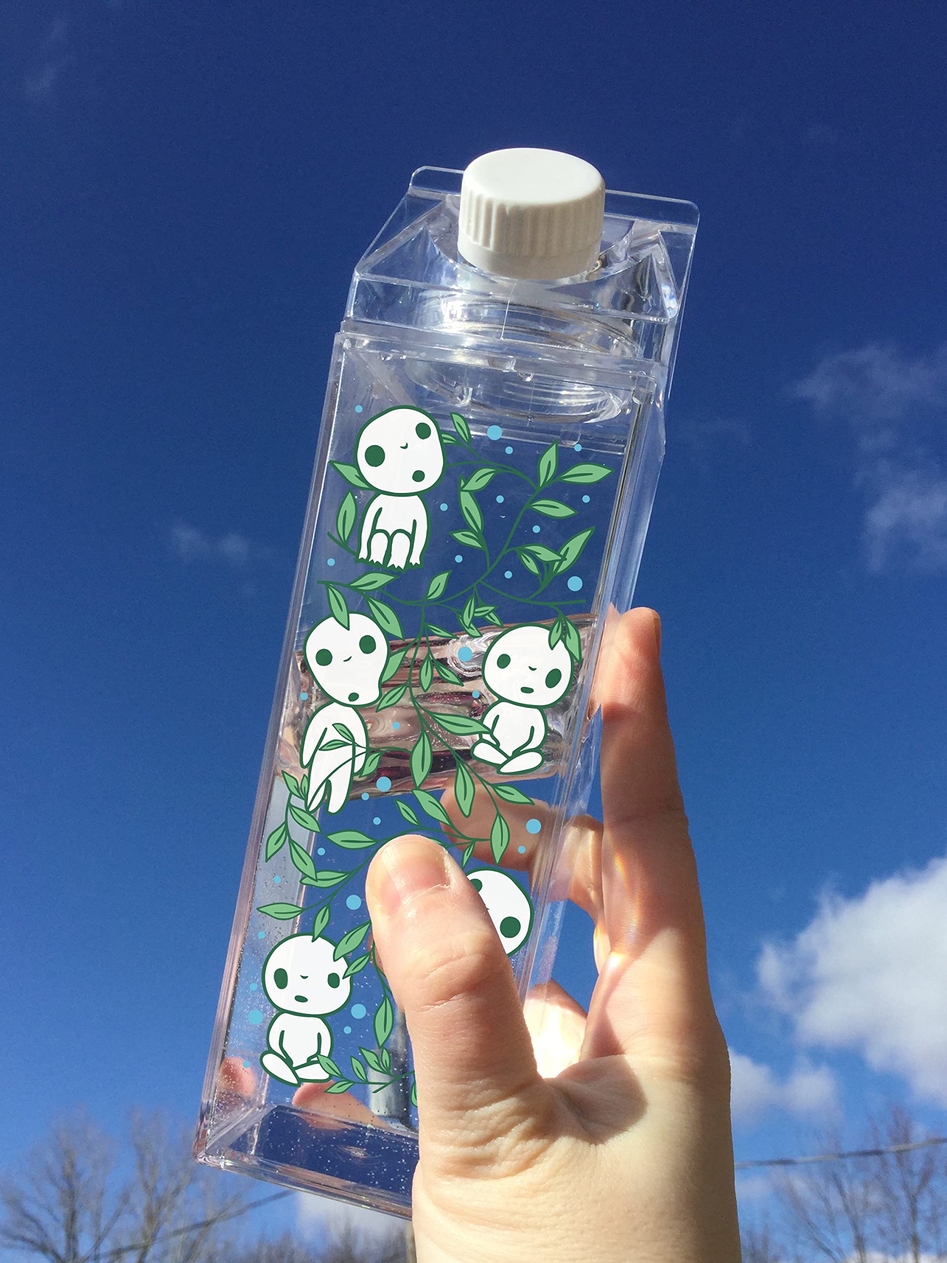 TeesAndTankYou Forest Spirits 500ml (16.9oz) Insulated Milk Carton Water Bottle - Pink | Cute Reusable Drinkware for School, Office, Gym & Outdoor Activities