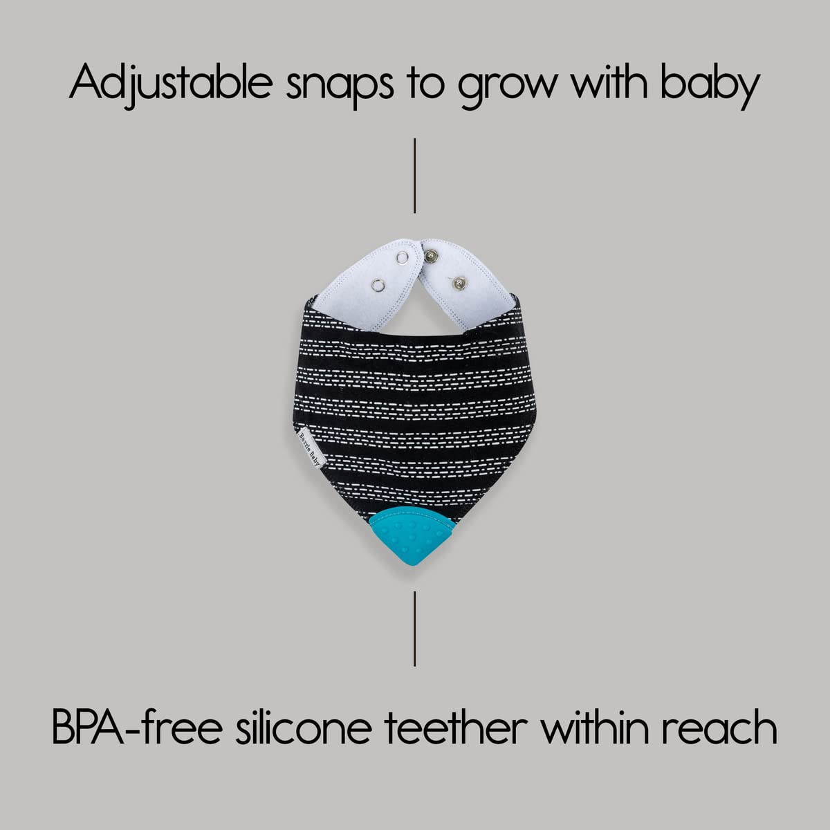 Bazzle Baby Bandana Teething Bibs 4-Pack - Soft Cotton Drool Bibs for Boys & Girls with Silicone Teether for Teething Relief, Adjustable & Absorbent Baby Bibs for Drooling (Black & White) - Perfect for Feeding, Playtime & Everyday Use