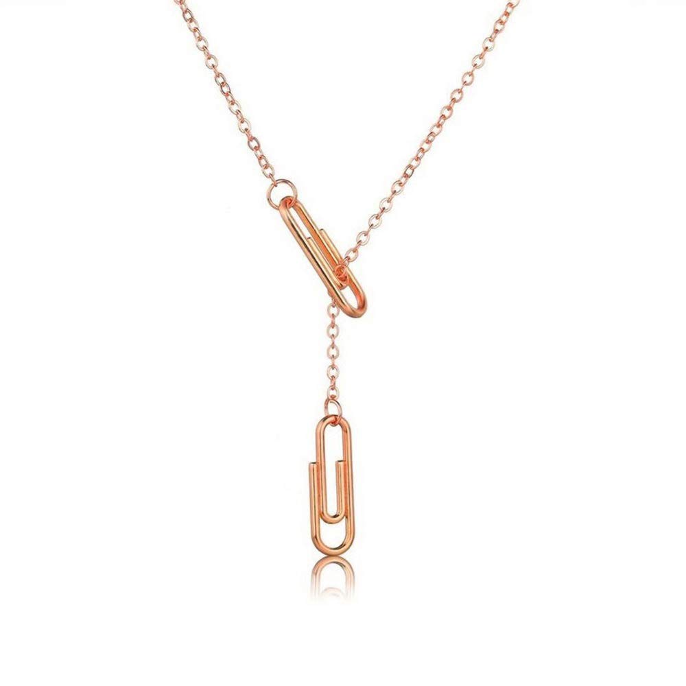 NOUMANDA Minimalist Paperclip Pendant Y Necklace - Geometric Hollow Metal Frame Jewelry for Women | Dainty Everyday Necklace, Layering Piece & Gift for Her