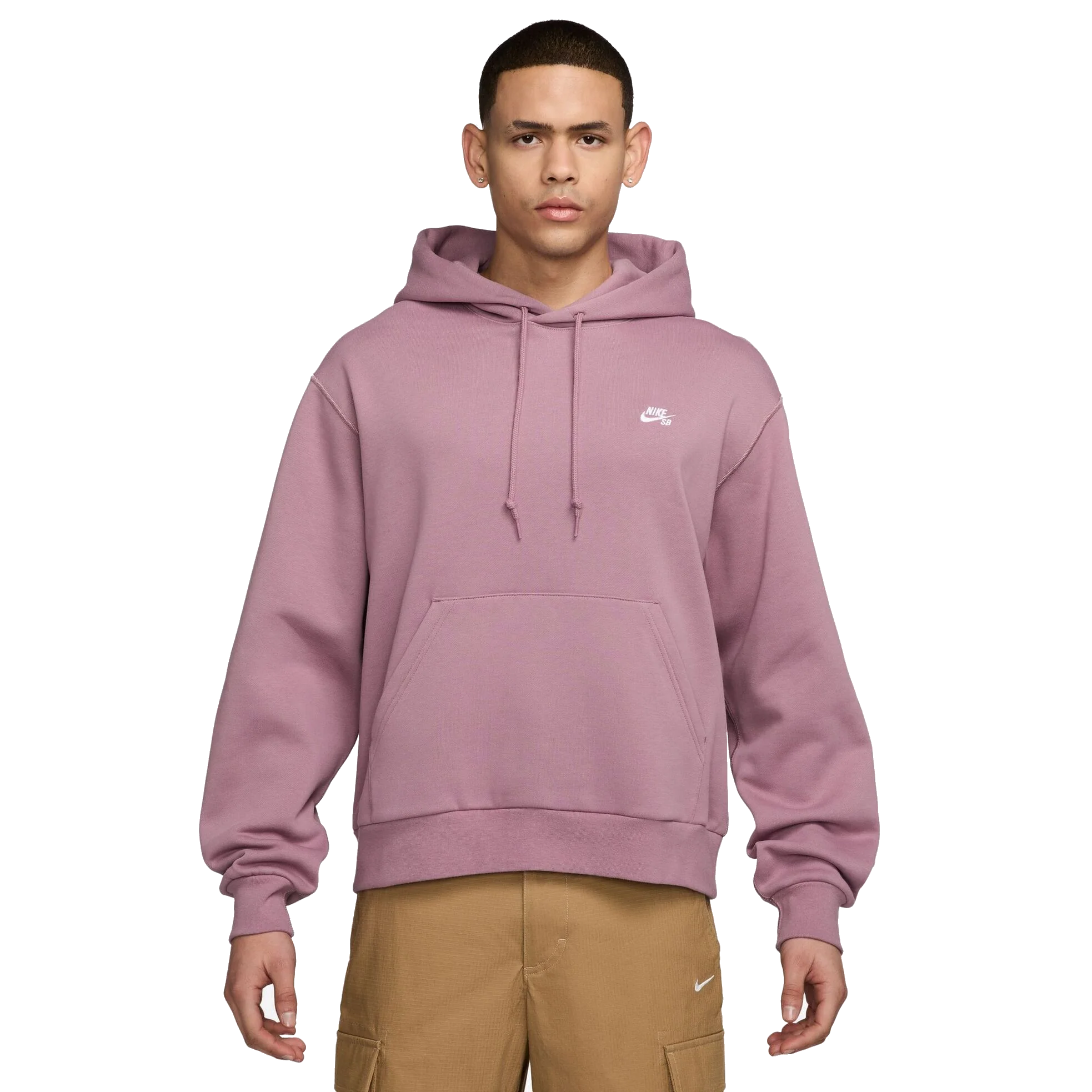 Nike SB Embroidered Hoodie - Plum Dust Color | Stylish & Comfortable Men's Pullover for Skateboarding & Casual Wear