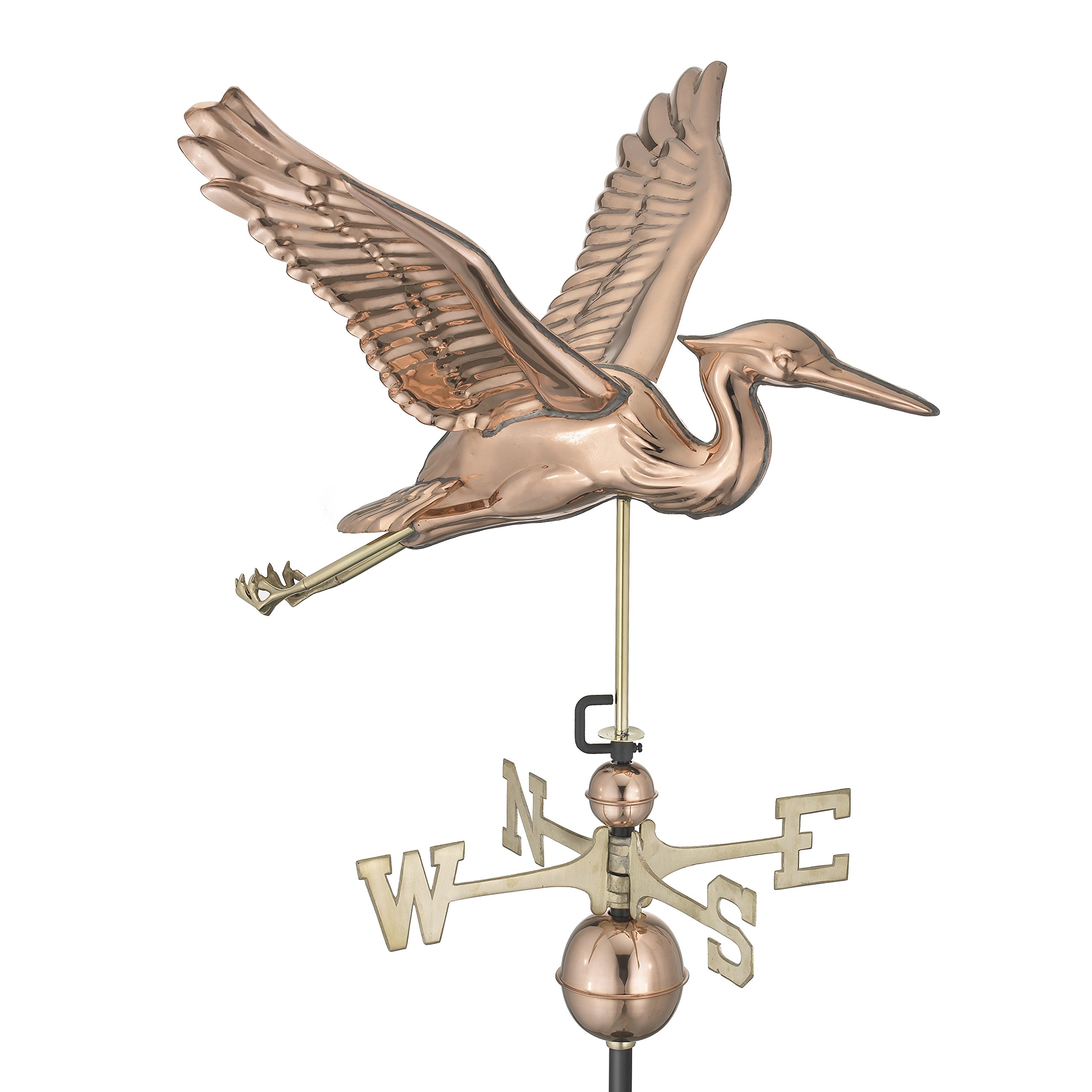 Handcrafted Blue Heron Weathervane in Pure Copper - Elegant Garden & Roof Decor for Outdoor & Farmhouse Style